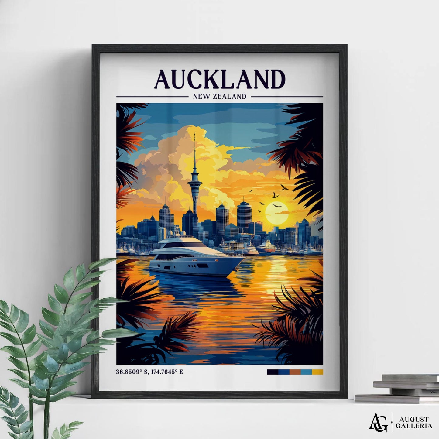 Auckland New Zealand Retro Travel Print
