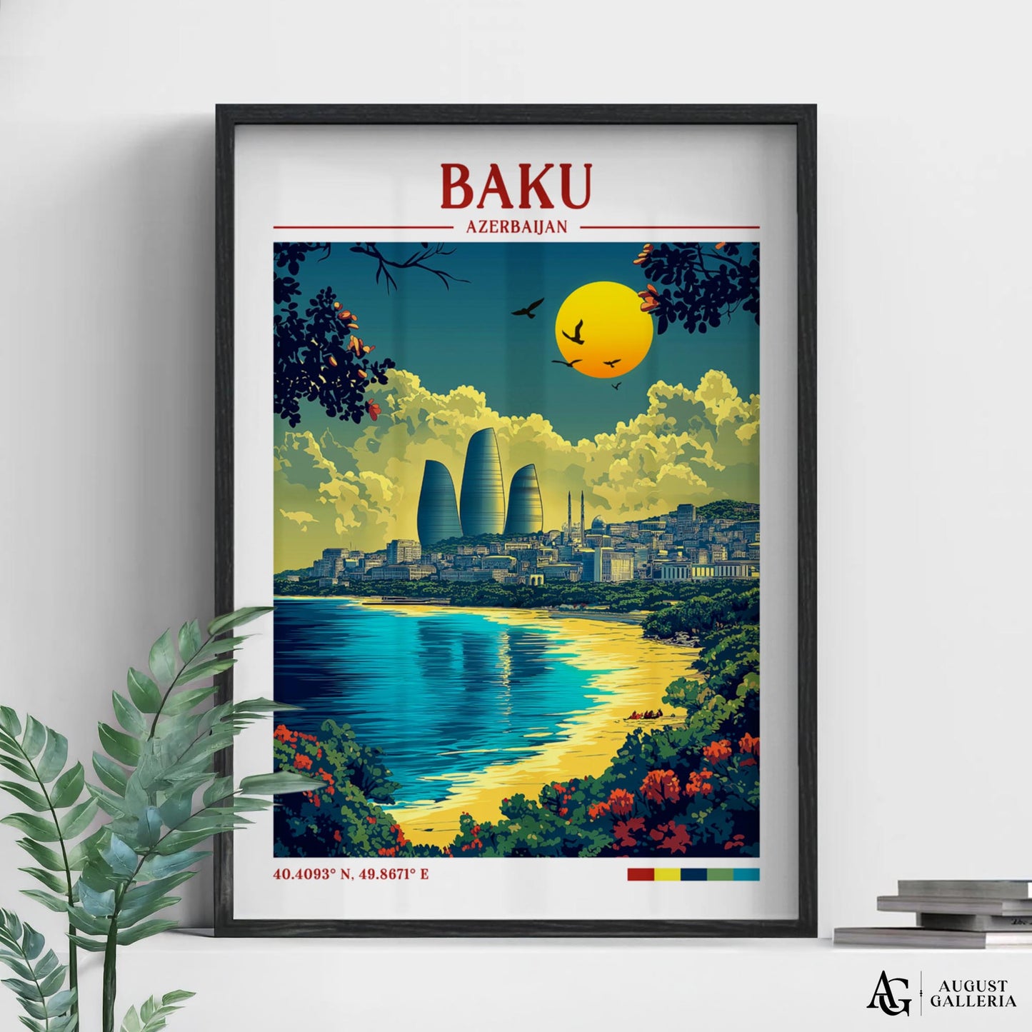 Baku Azerbaijan Retro Travel Print