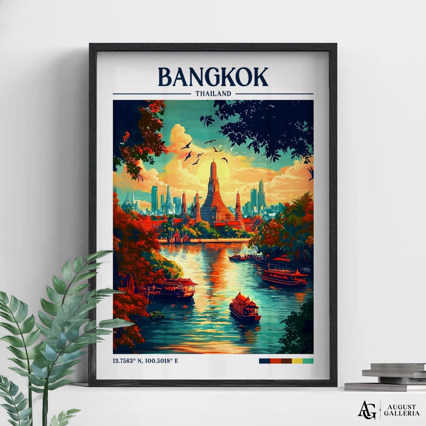 Bangkok Thailand Retro Travel Print
