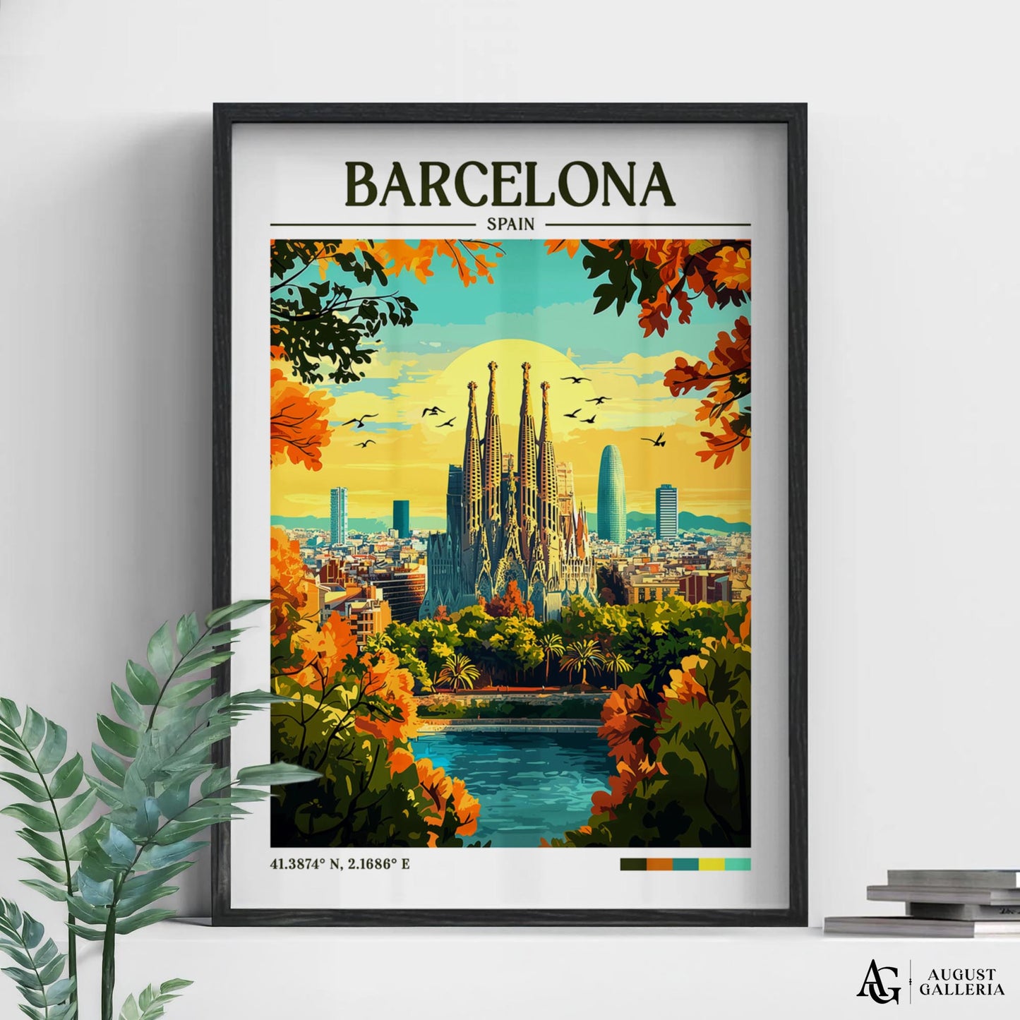 Barcelona Spain Retro Travel Print