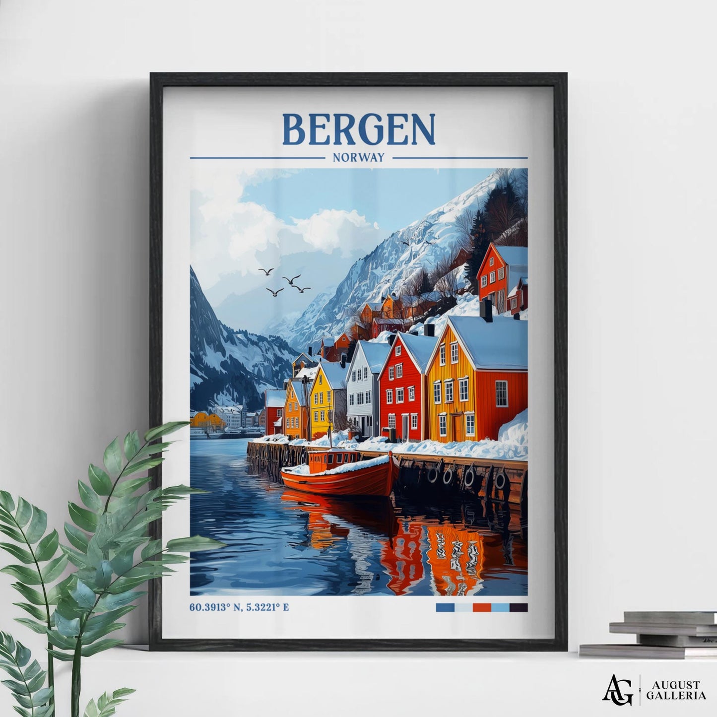 Bergen Norway Retro Travel Print