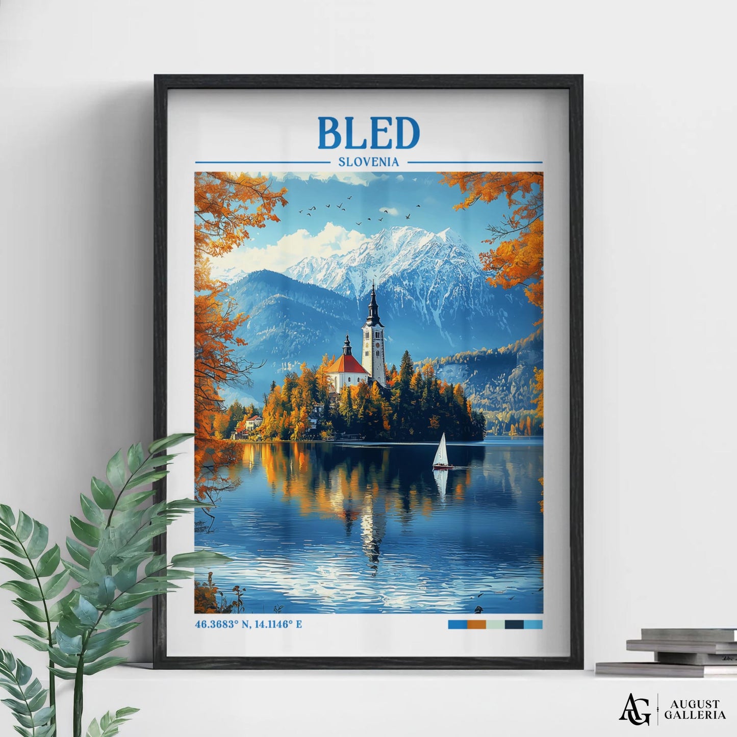 Bled Slovenia Retro Travel Print