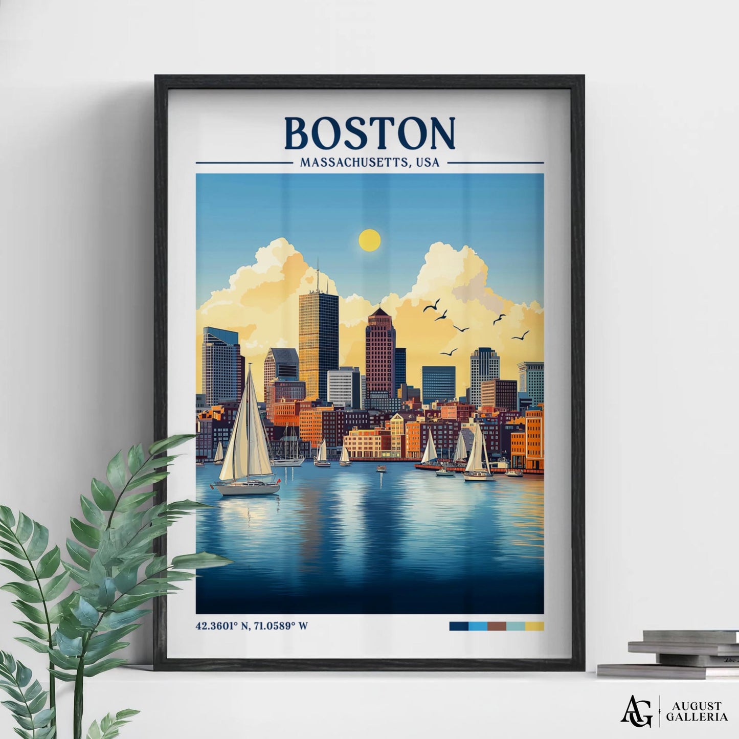 Boston Massachusetts Retro Travel Print
