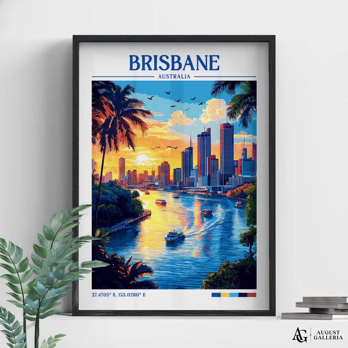 Brisbane Australia Retro Travel Print