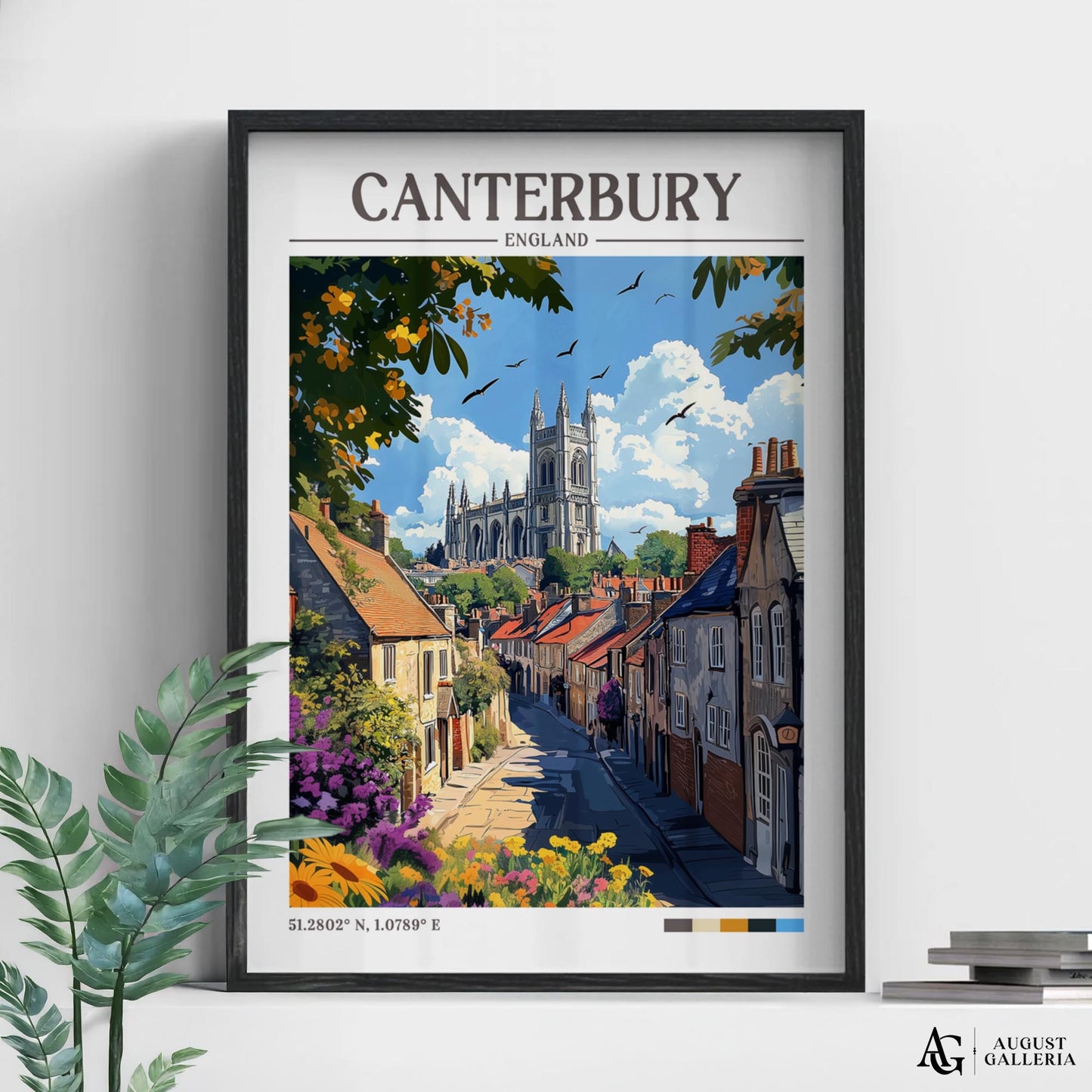 Canterbury England Retro Travel Print