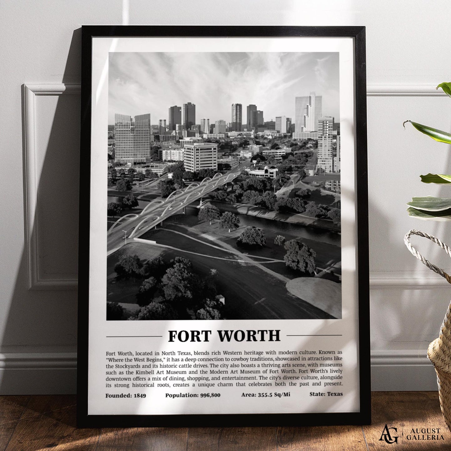 Fort Worth Black & White City Print