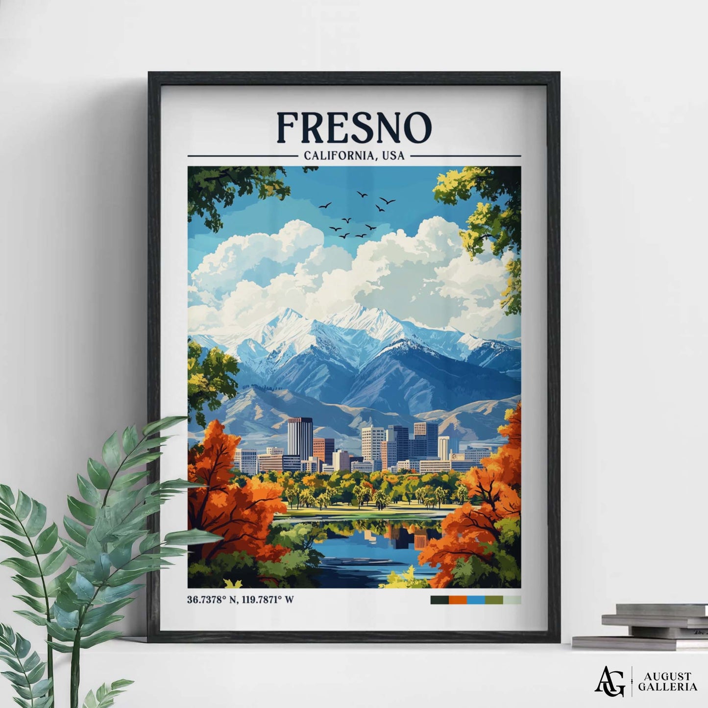 Fresno California Retro Travel Print