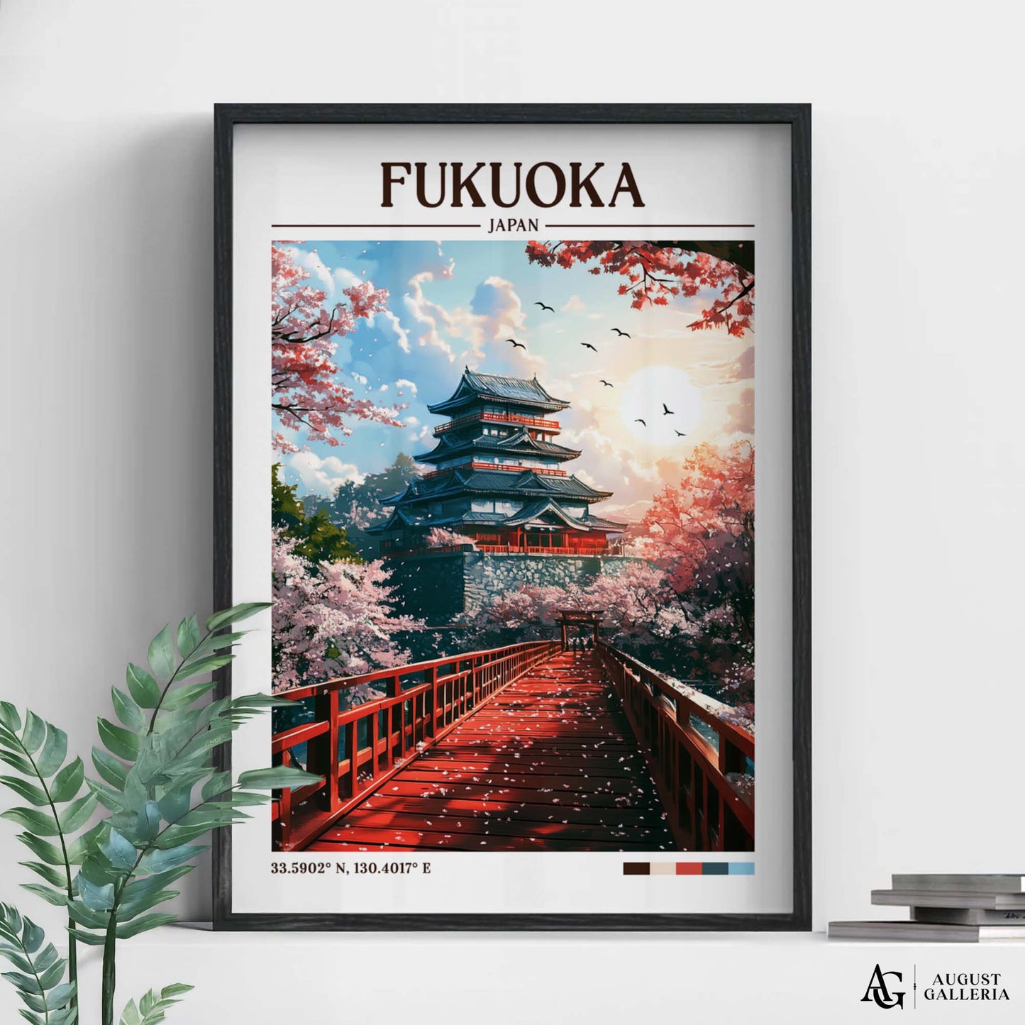 Fukuoka Japan Retro Travel Print