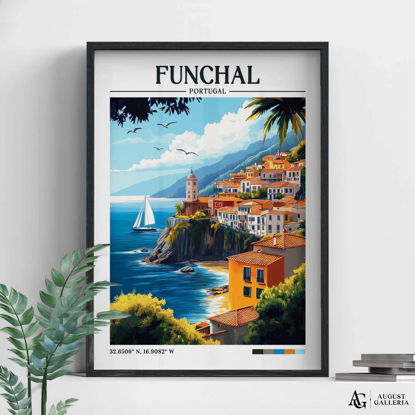 Funchal Portugal Retro Travel Print