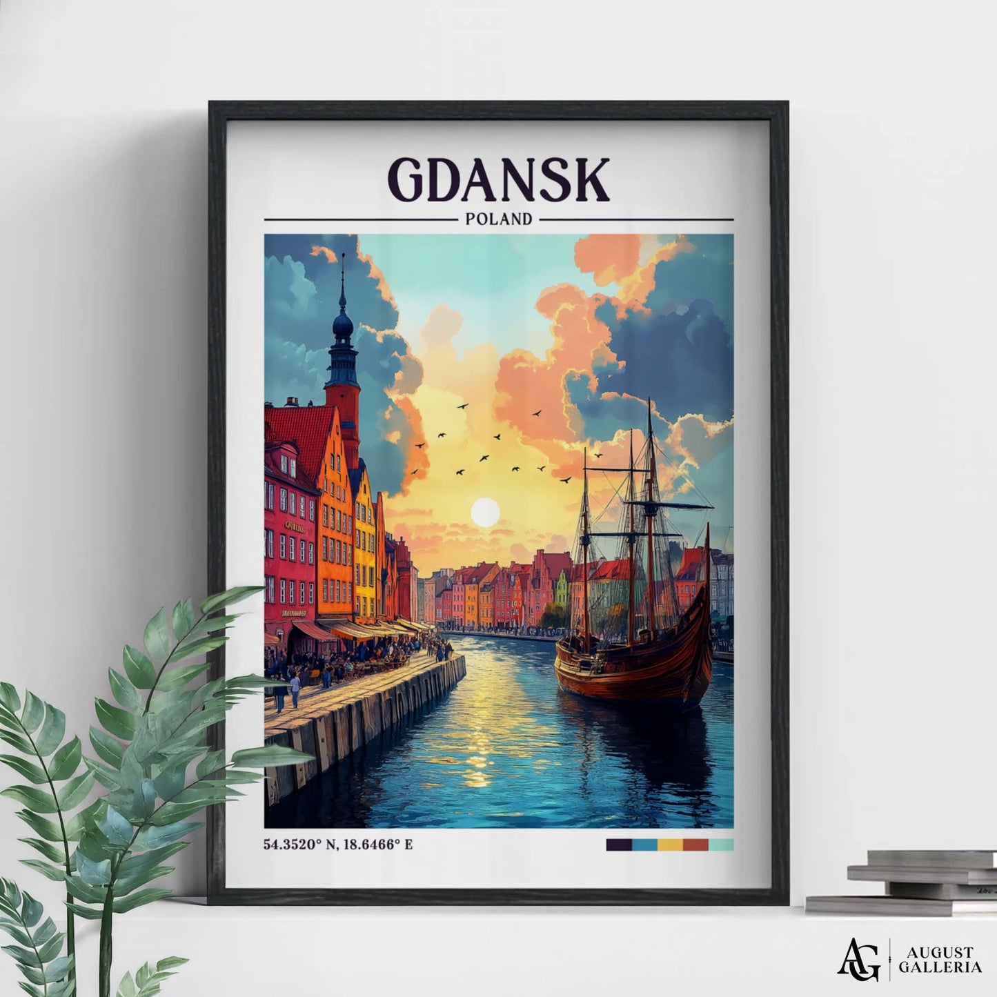 Gdańsk Poland Retro Travel Print
