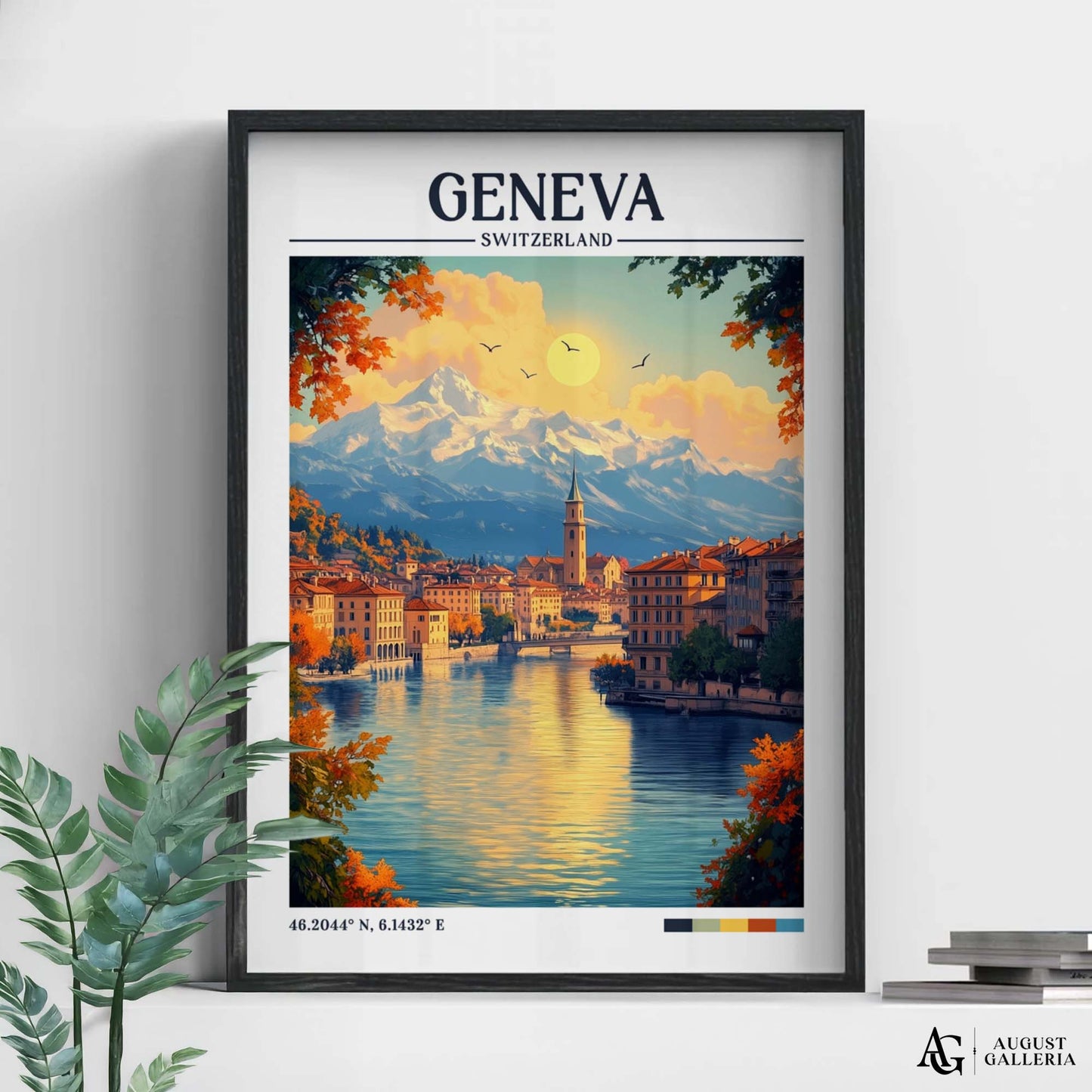 Geneva Switzerland Retro Travel Print