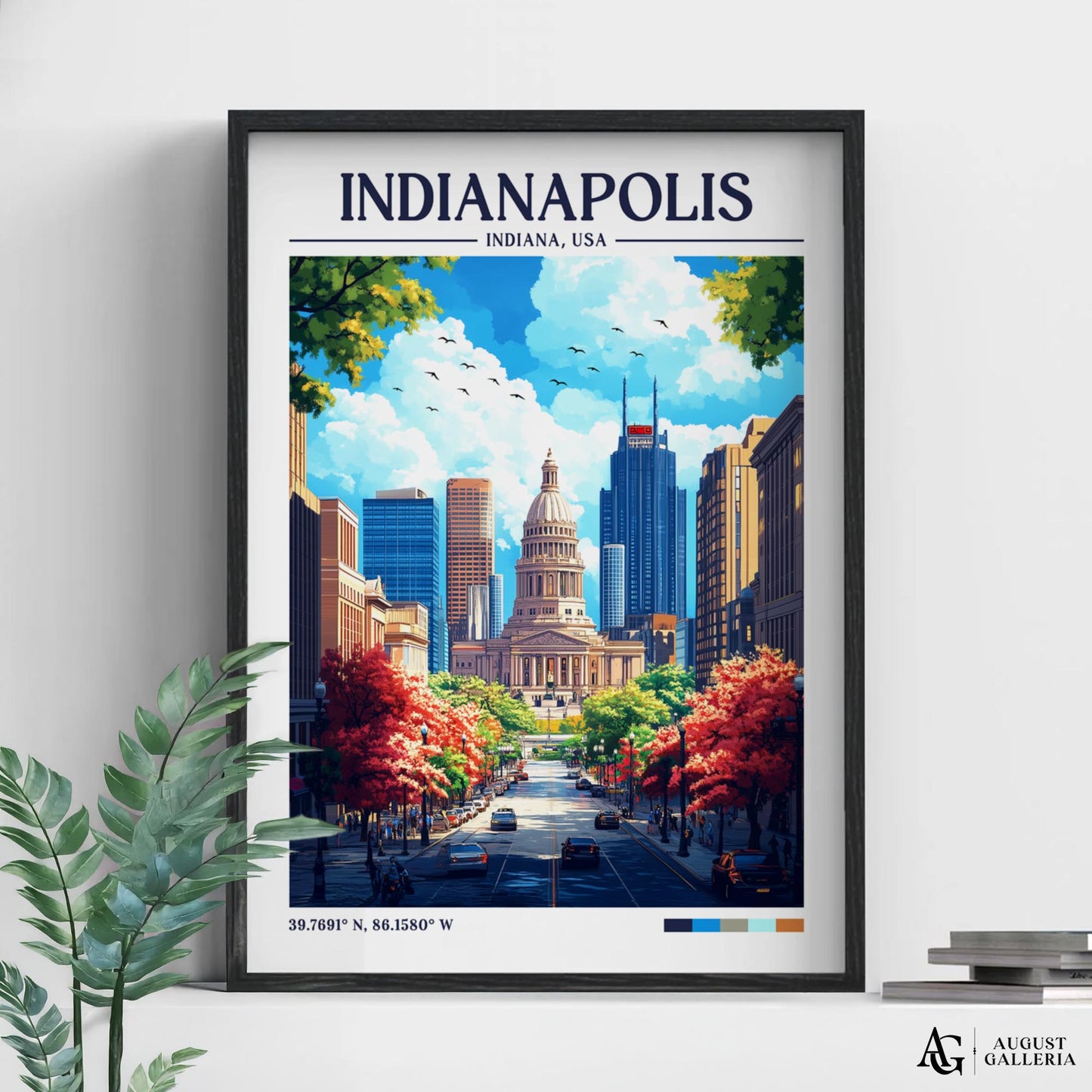 Indianapolis Indiana Retro Travel Print