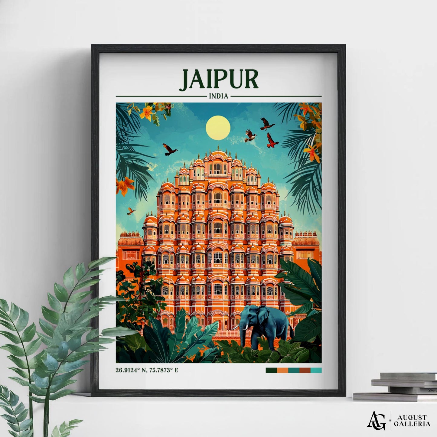 Jaipur India Retro Travel Print