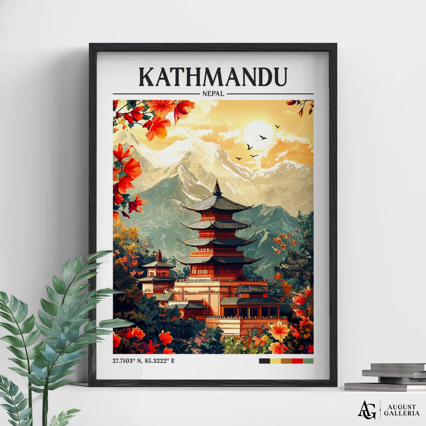 Kathmandu Nepal Retro Travel Print