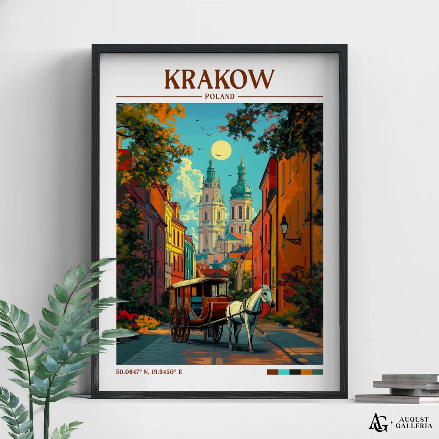 Kraków Poland Retro Travel Print