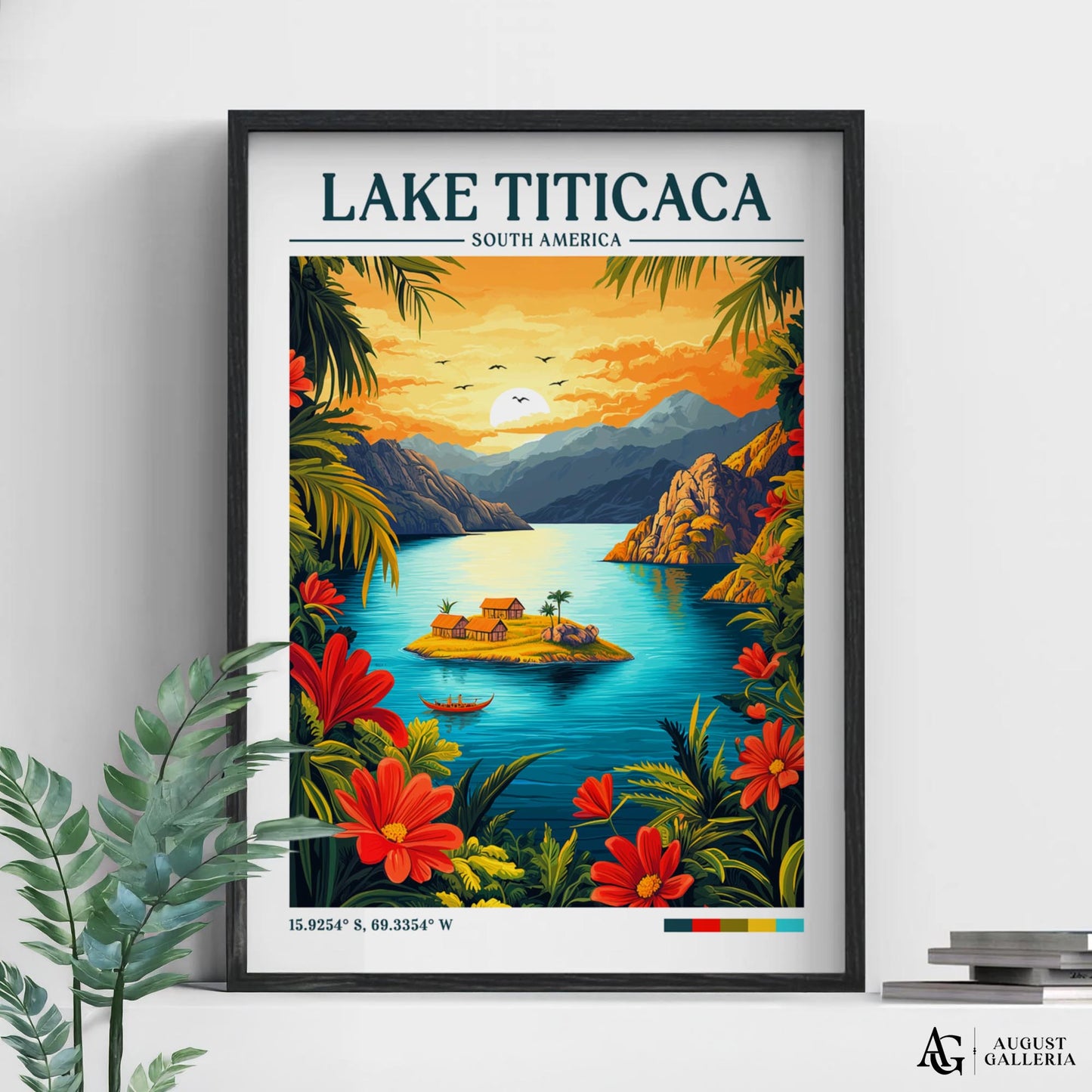 Lake Titicaca Retro Travel Print