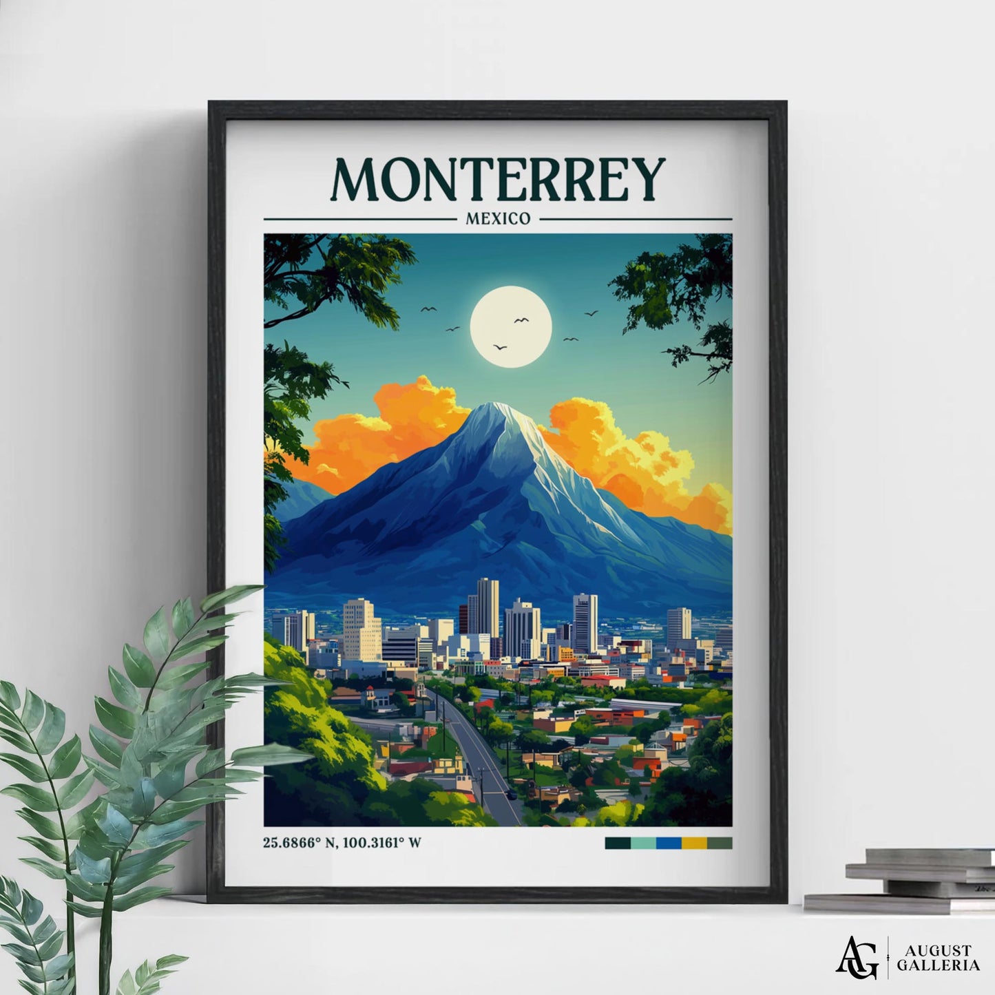 Monterrey Mexico Retro Travel Print