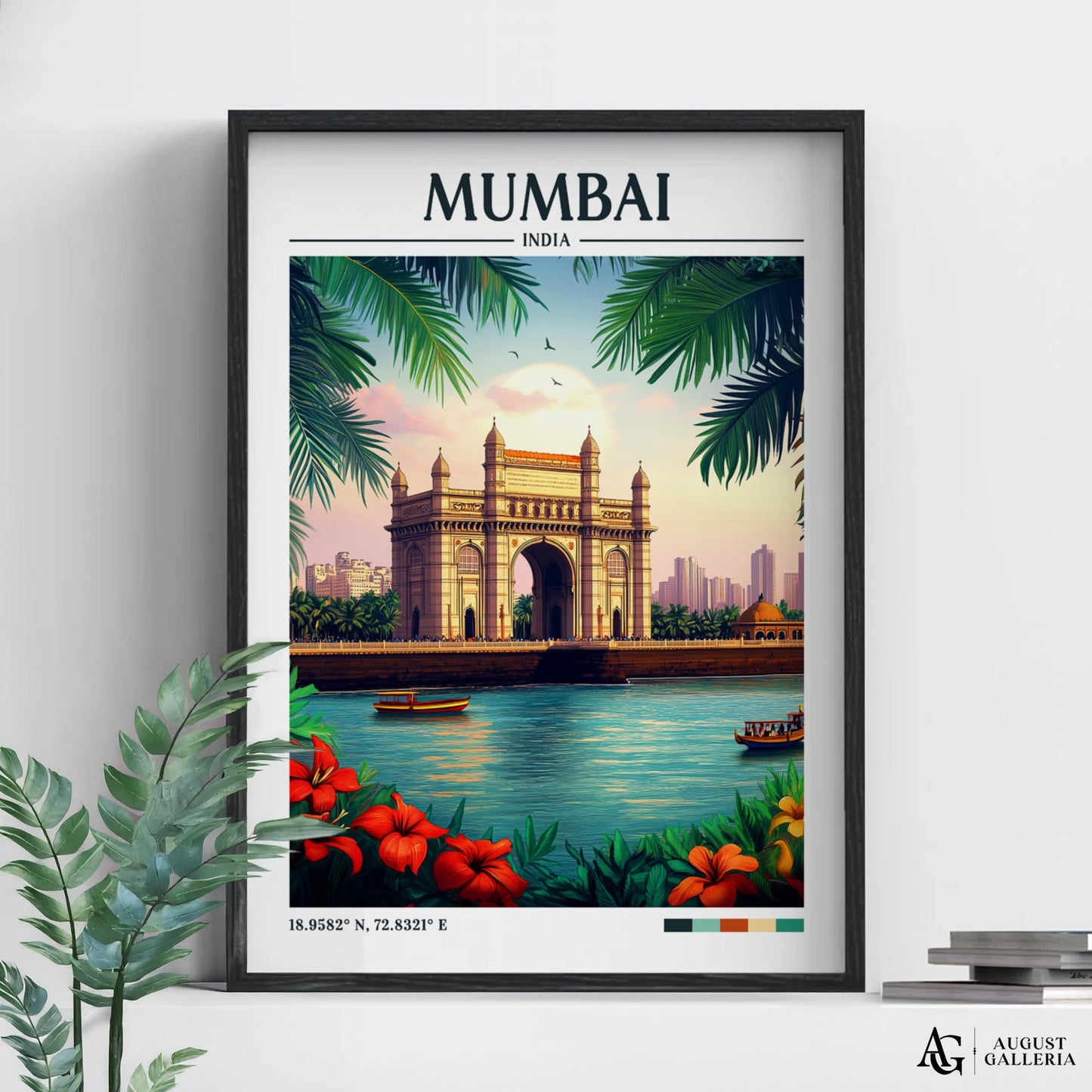 Mumbai India Retro Travel Print