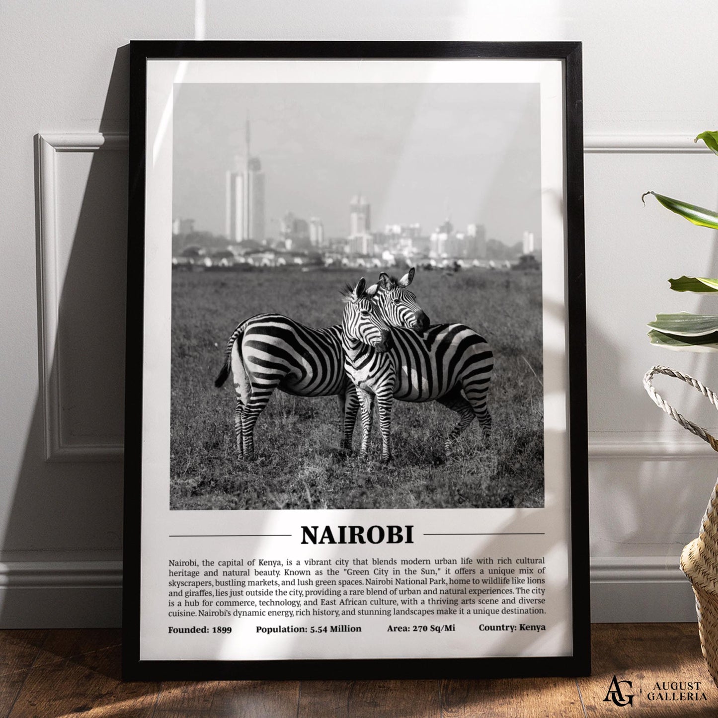 Nairobi Black & White City Print