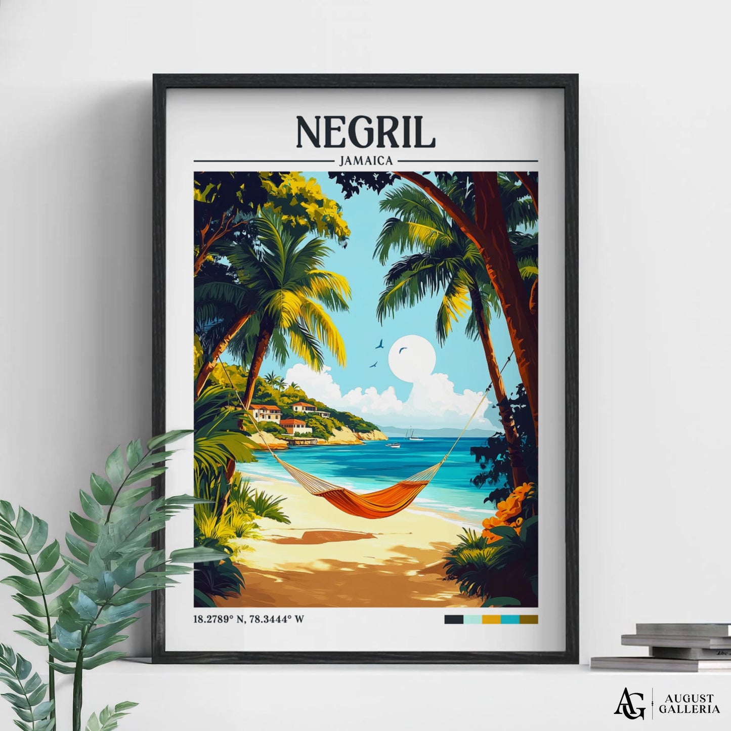 Negril Jamaica Retro Travel Print
