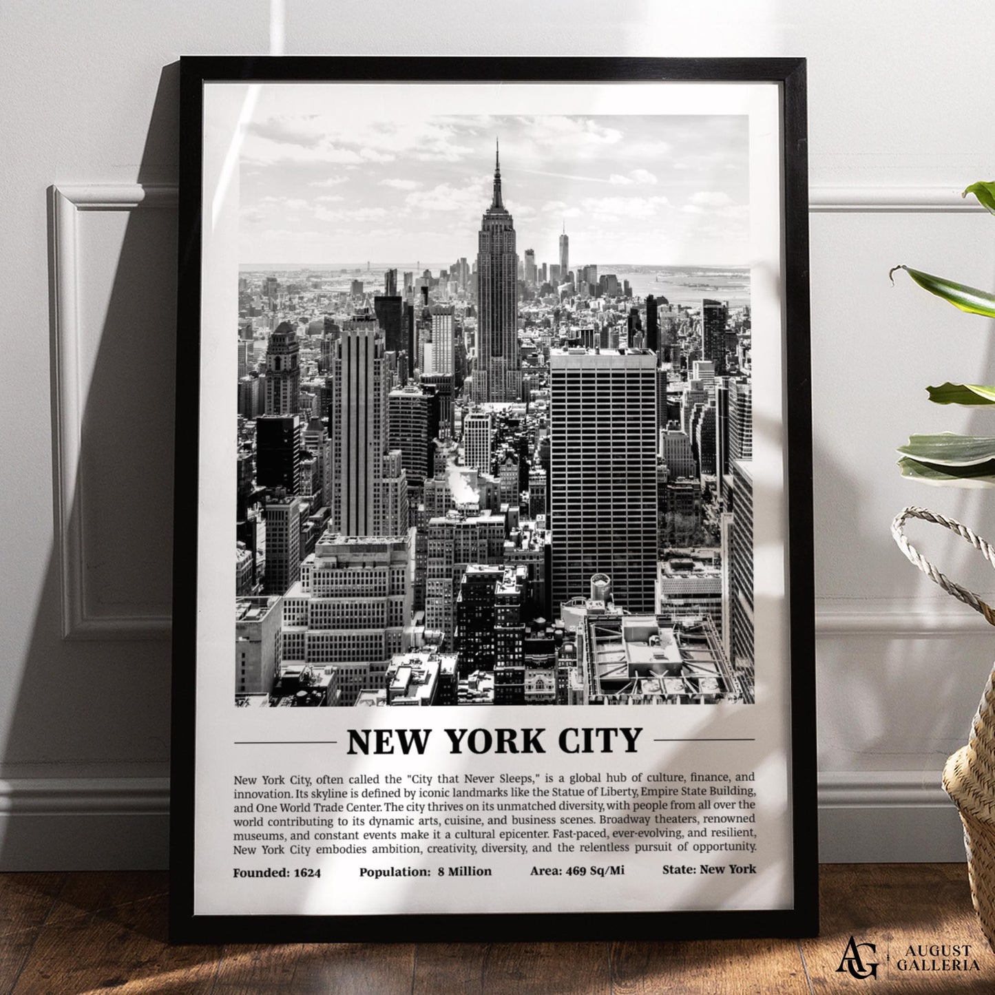 New York City Black & White City Print
