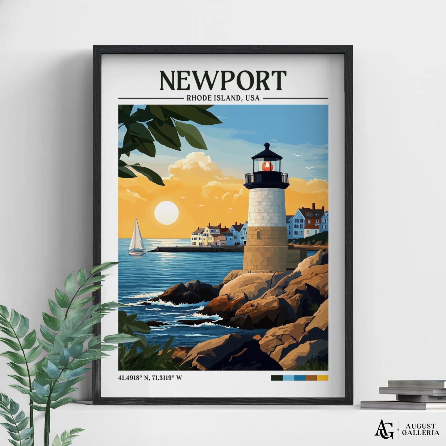 Newport Rhode Island Retro Travel Print
