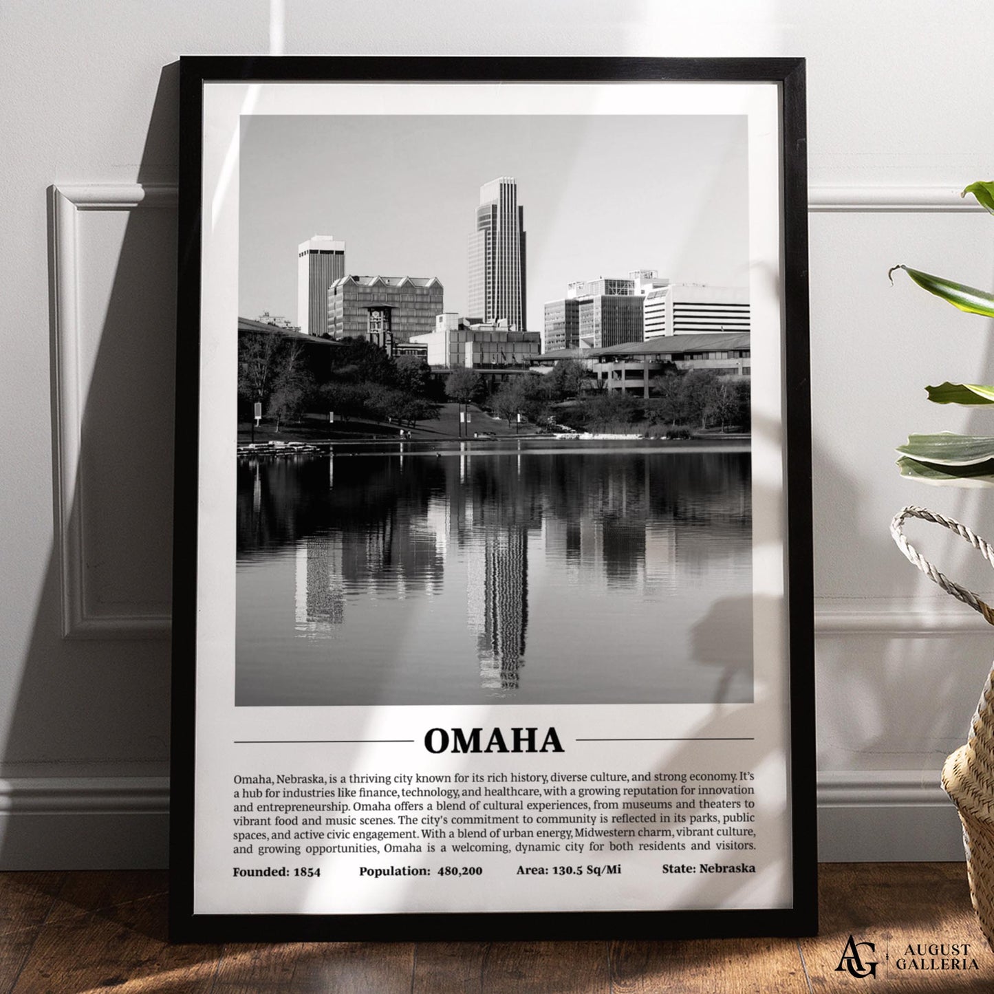 Omaha Black & White City Print
