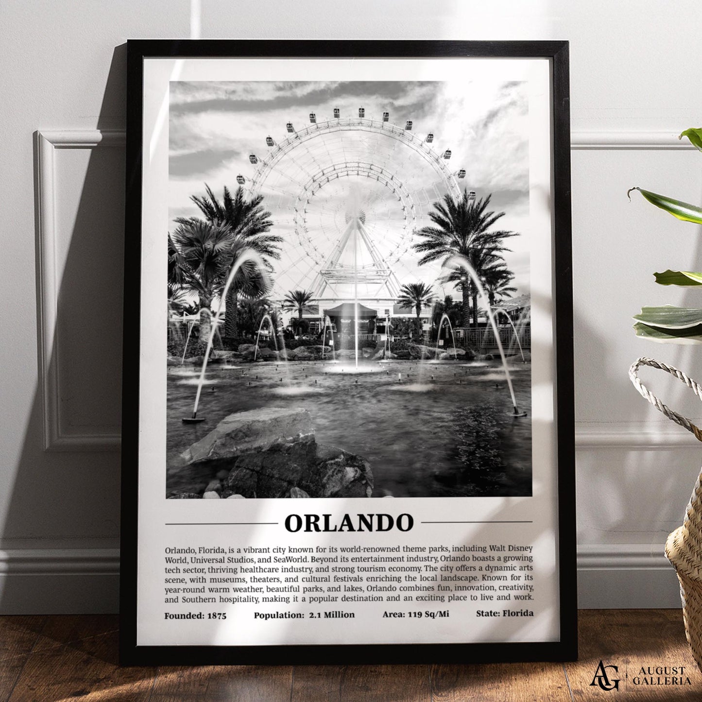 Orlando Black & White City Print