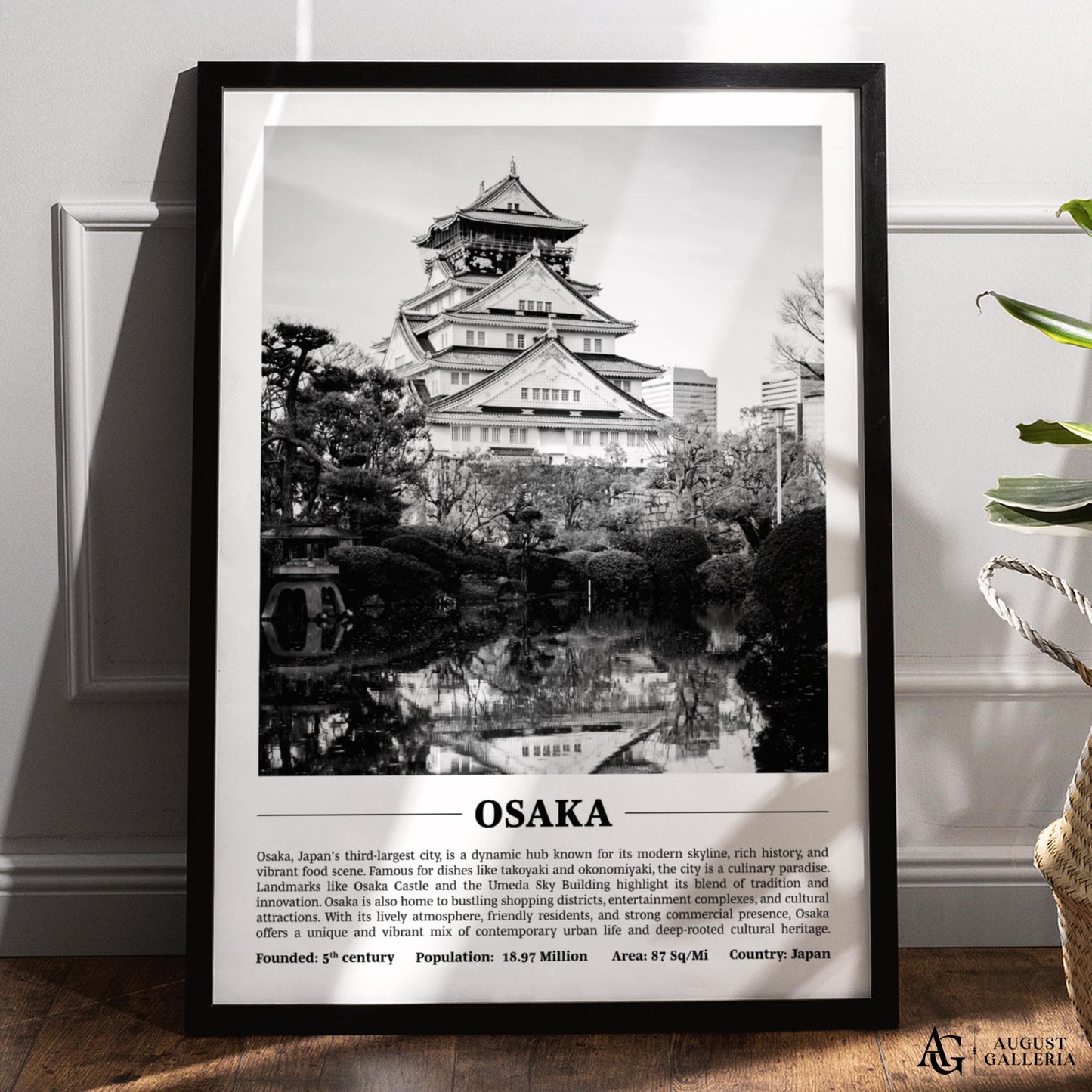 Osaka Black & White City Print