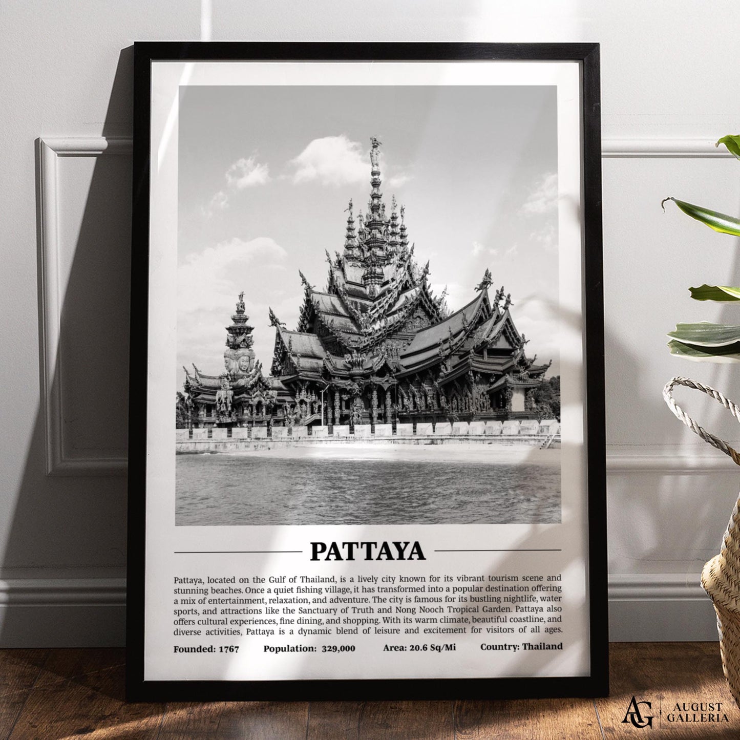Pattaya Black & White City Print