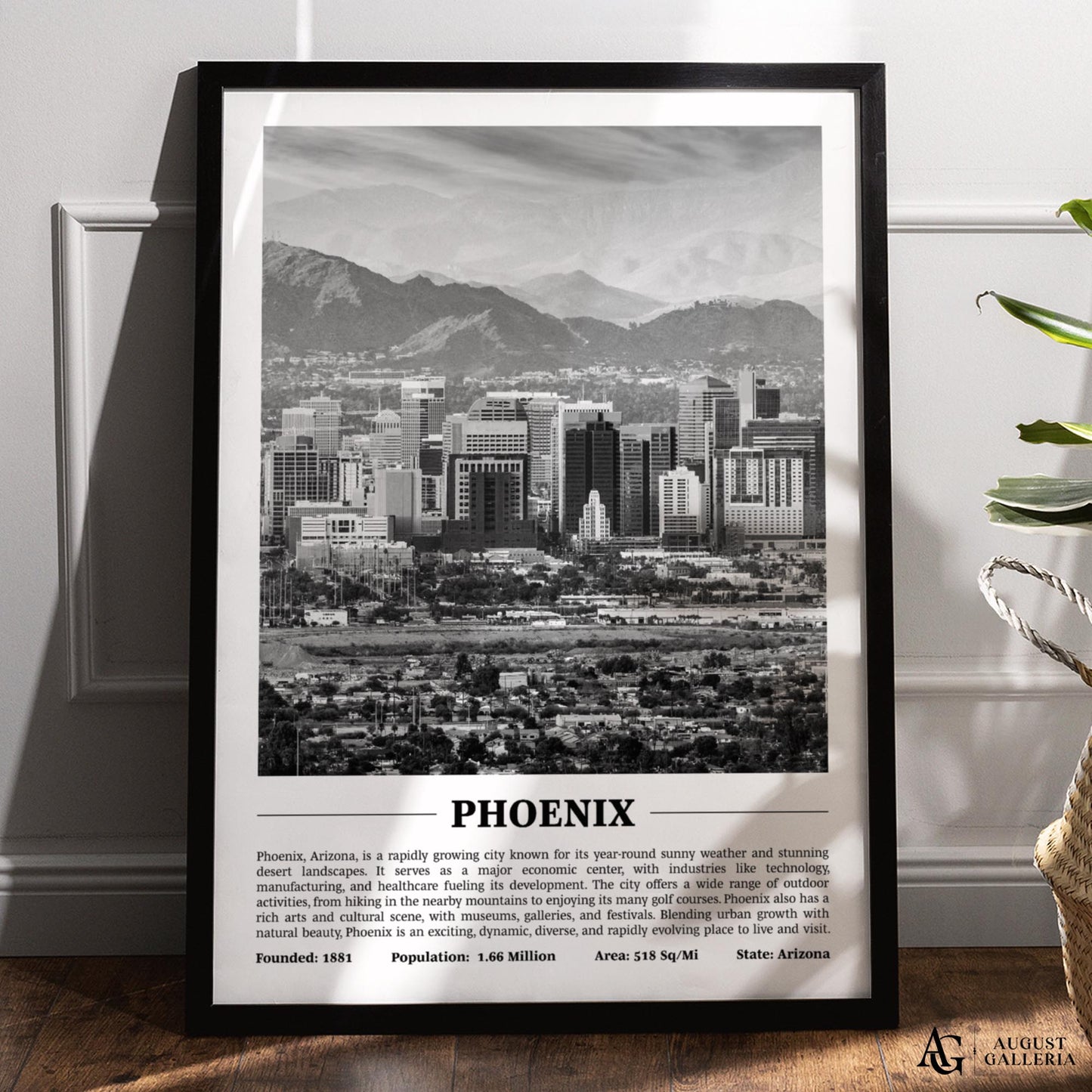 Phoenix Black & White City Print