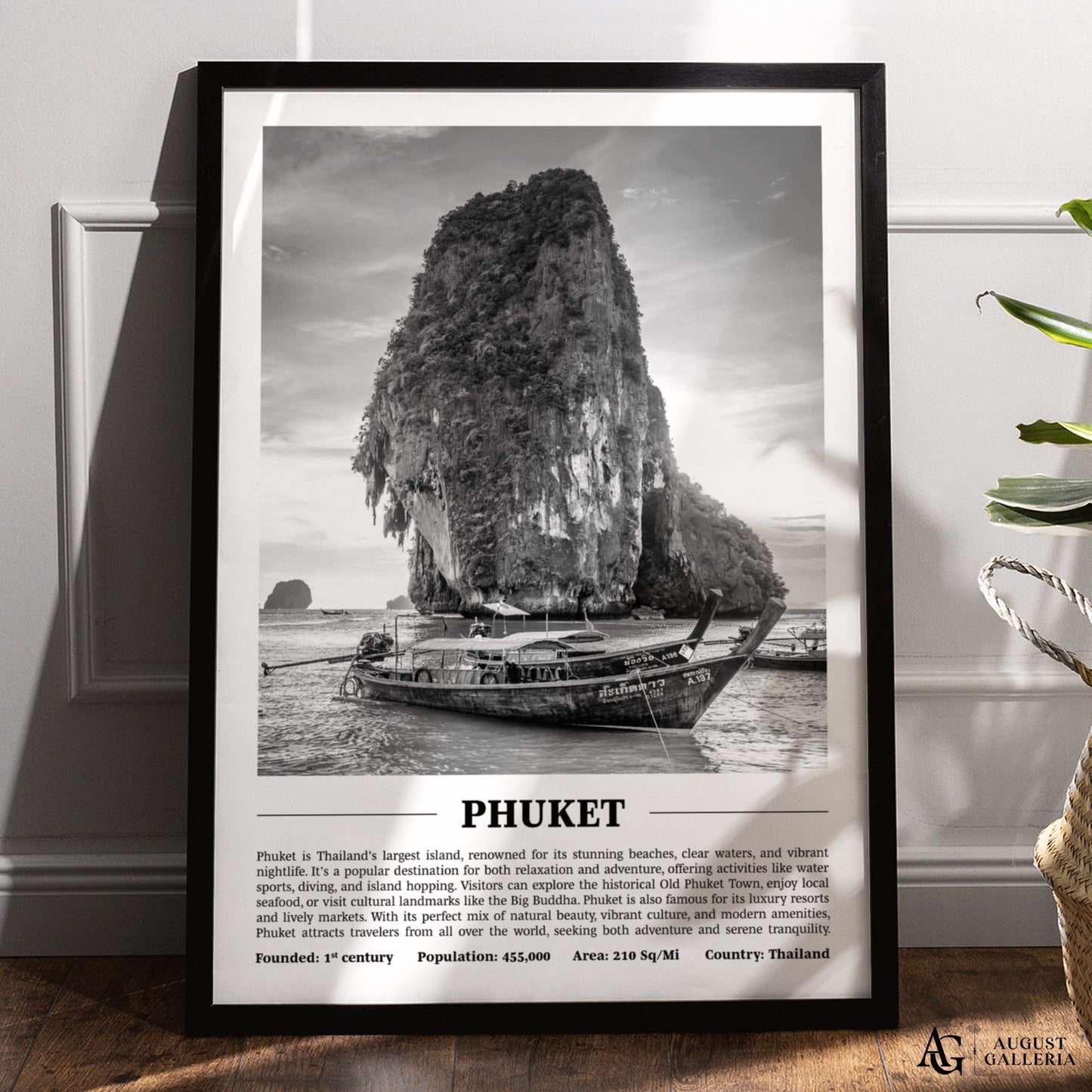 Phuket Black & White City Print