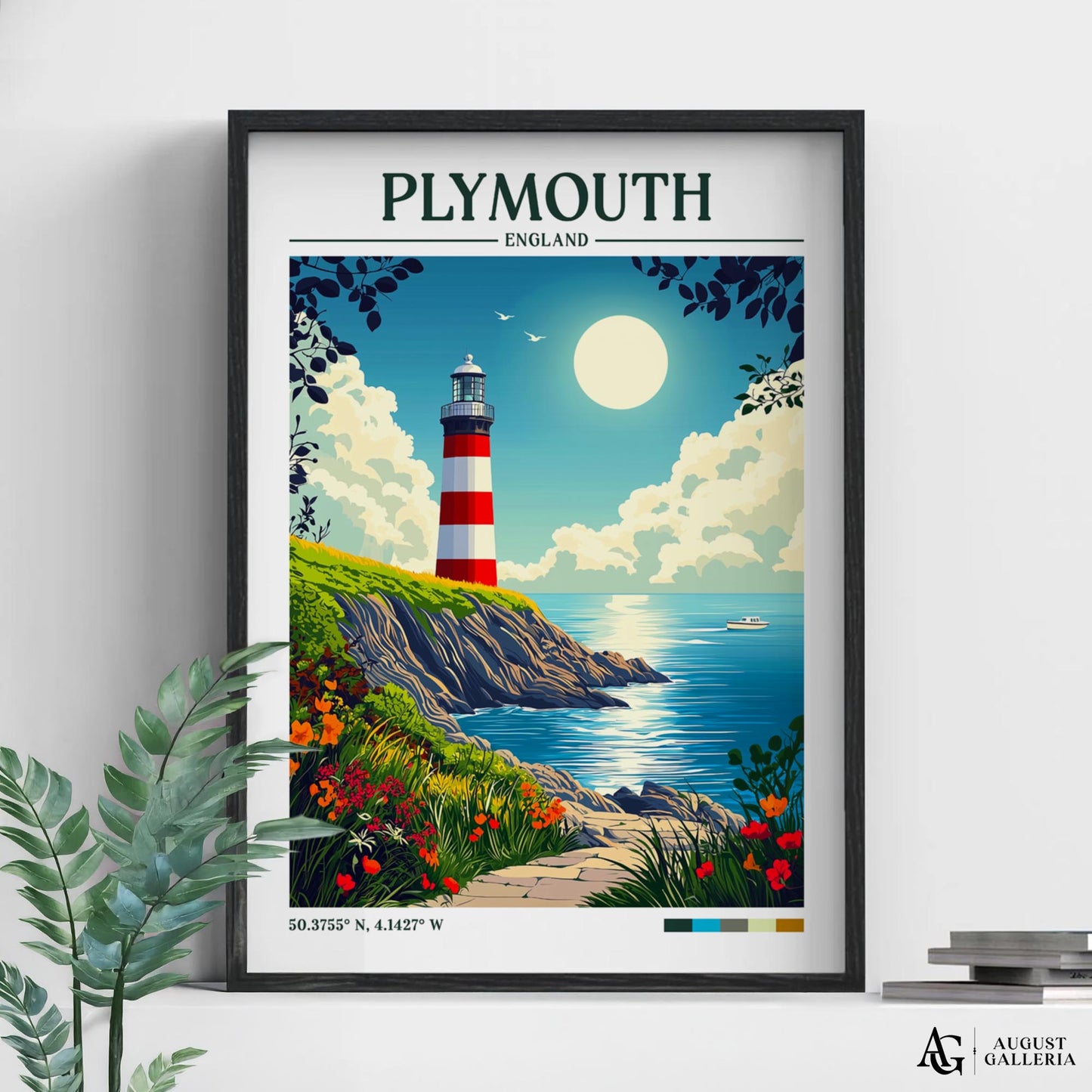 Plymouth England Retro Travel Print