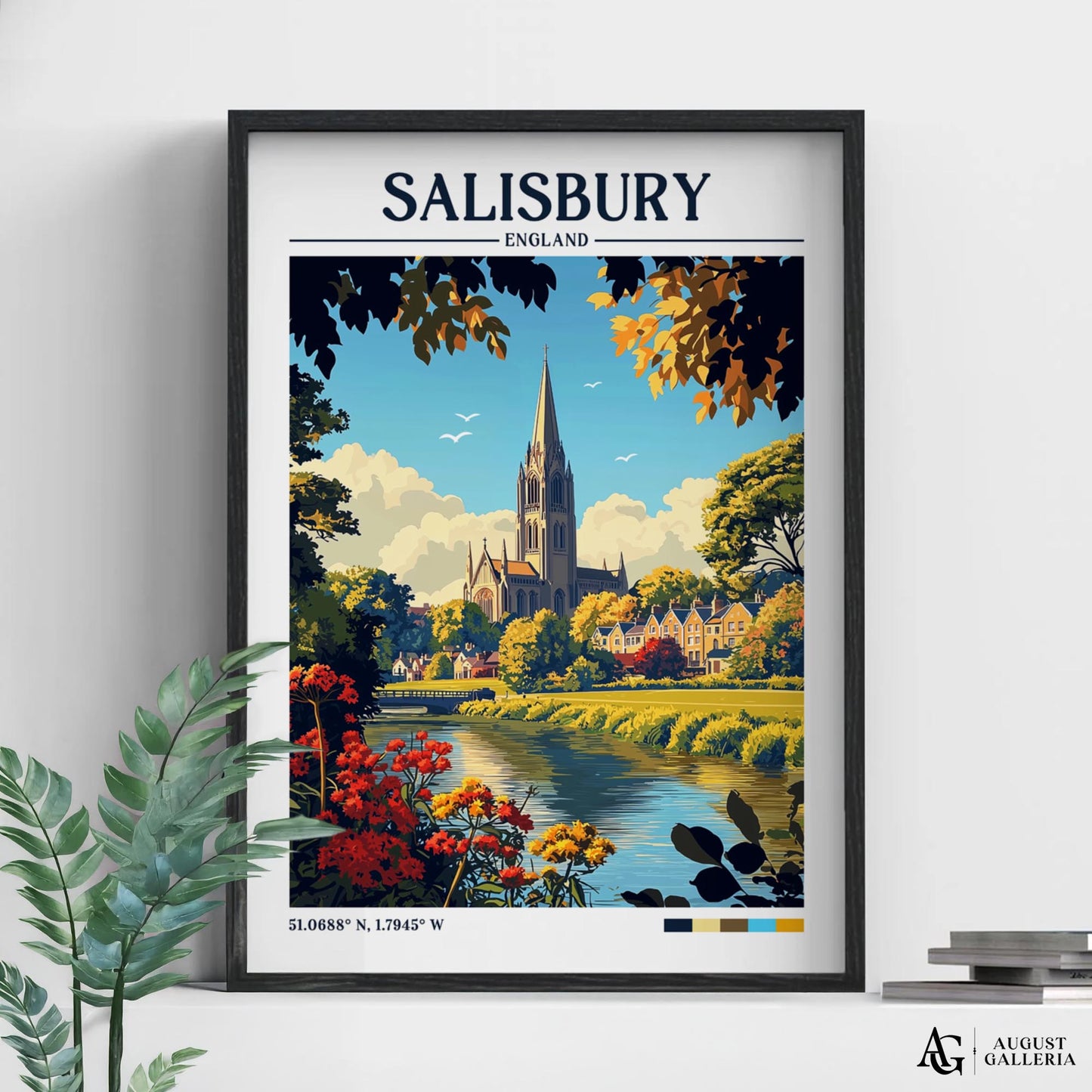 Salisbury England Retro Travel Print