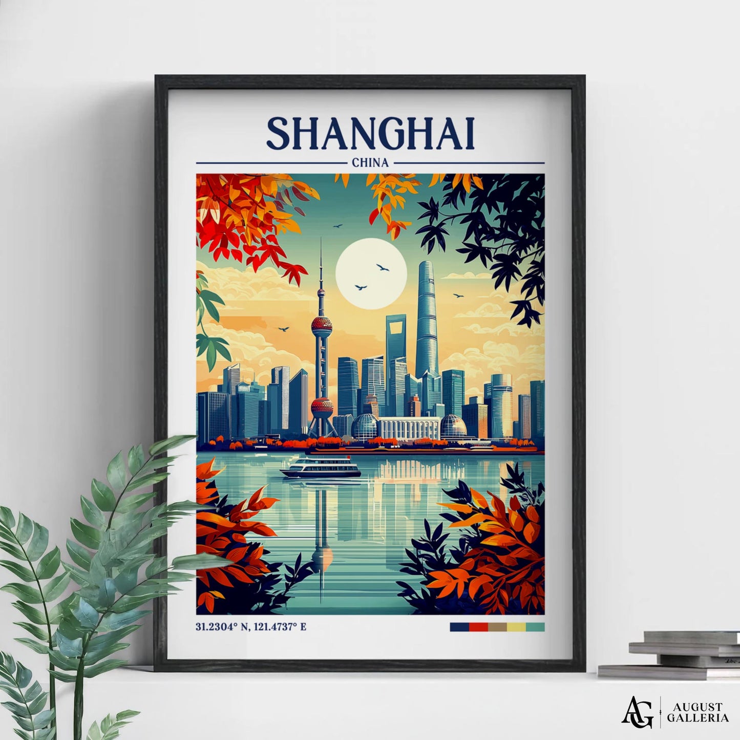 Shanghai China Retro Travel Print