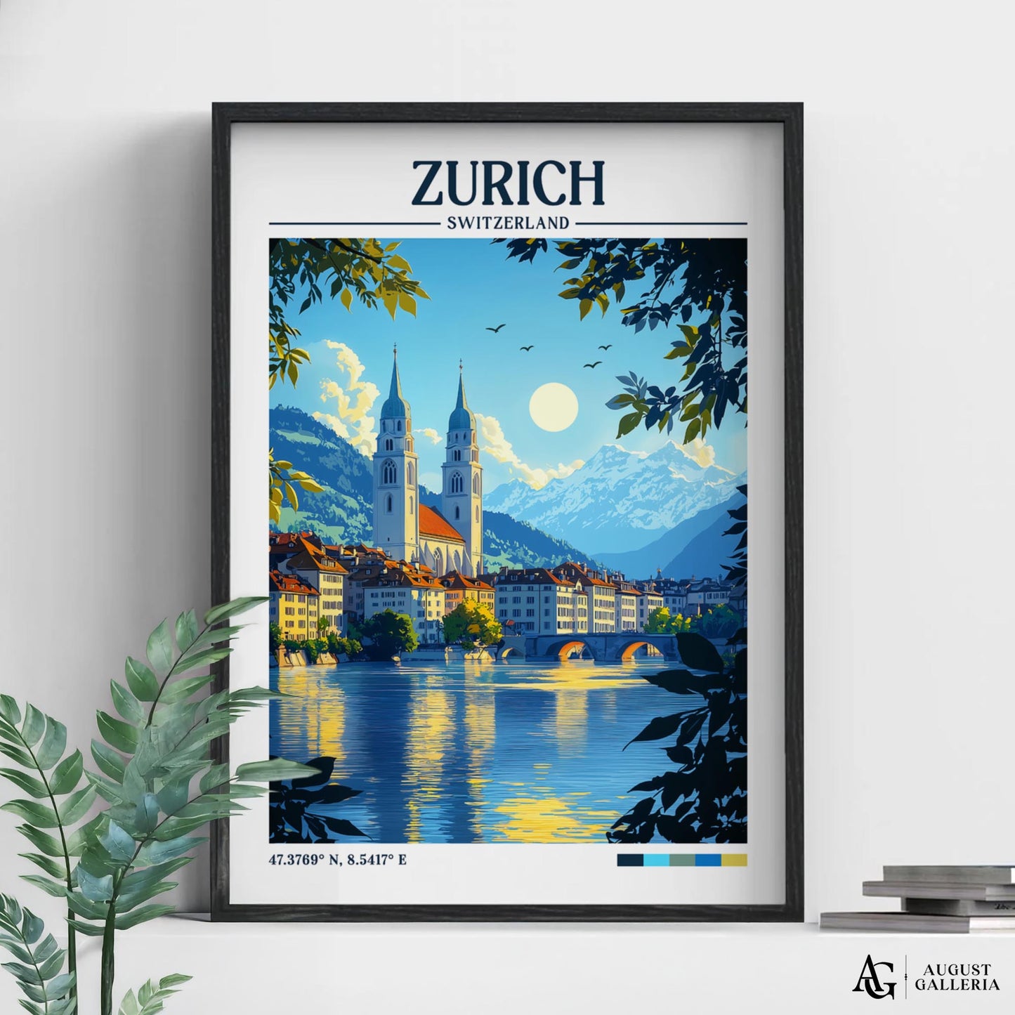 Zurich Switzerland Retro Travel Print