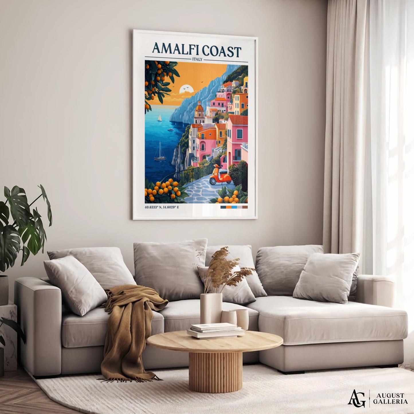 Amalfi Coast Italy Retro Travel Print