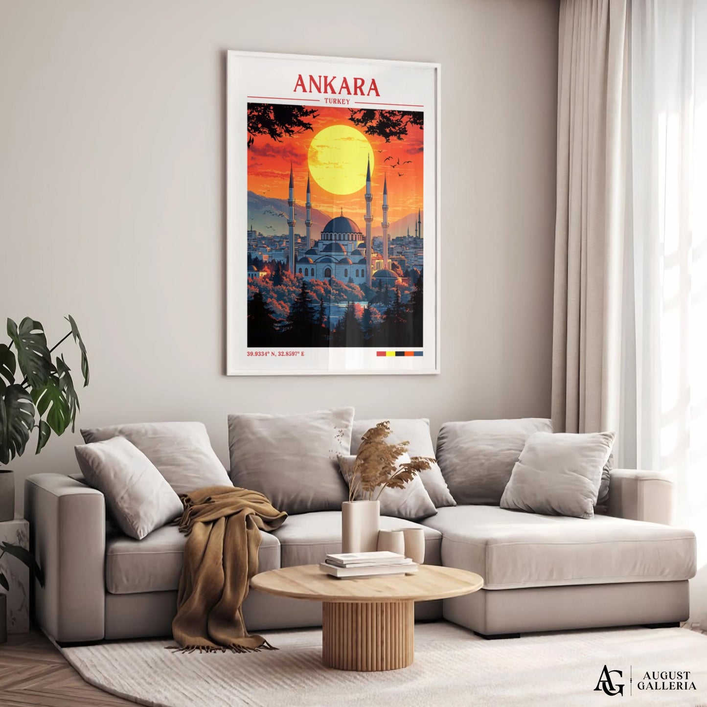 Ankara Turkey Retro Travel Print