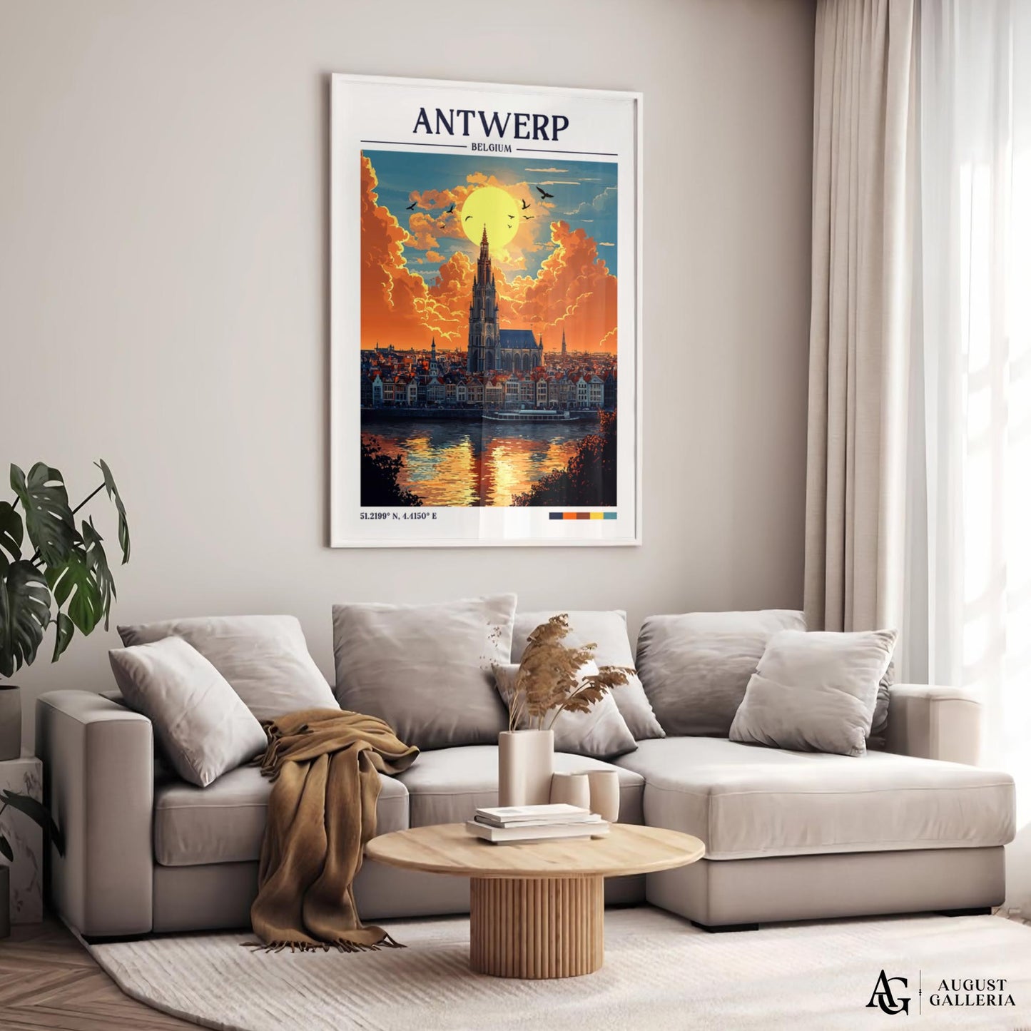 Antwerp Belgium Retro Travel Print