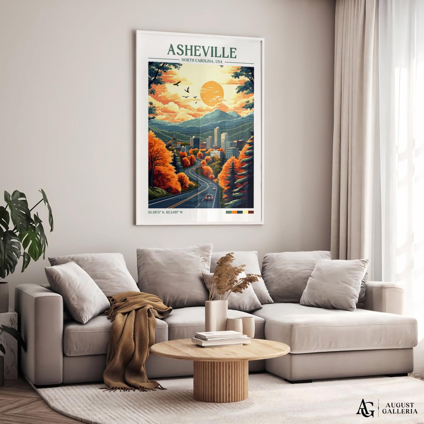 Asheville North Carolina Retro Travel Print