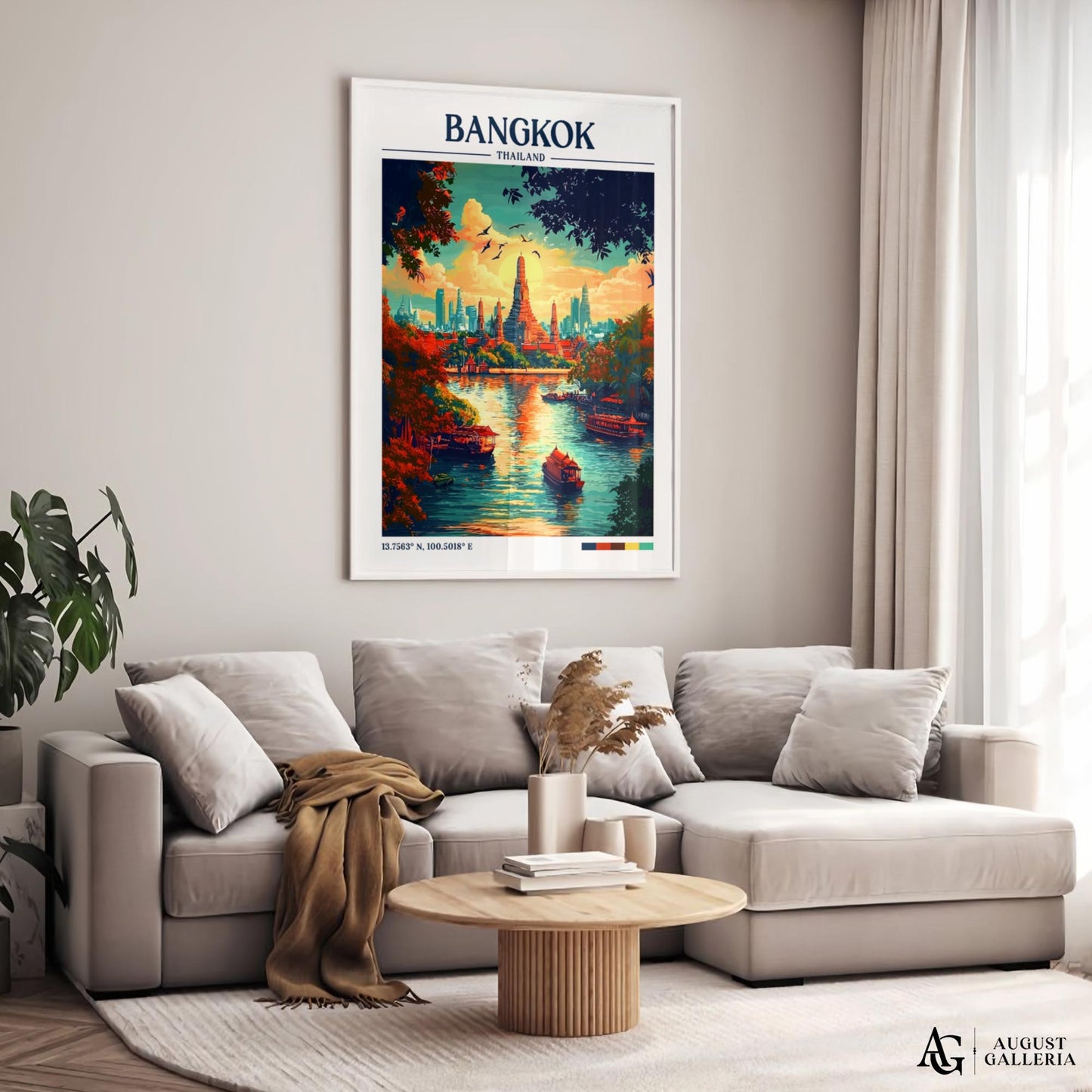 Bangkok Thailand Retro Travel Print