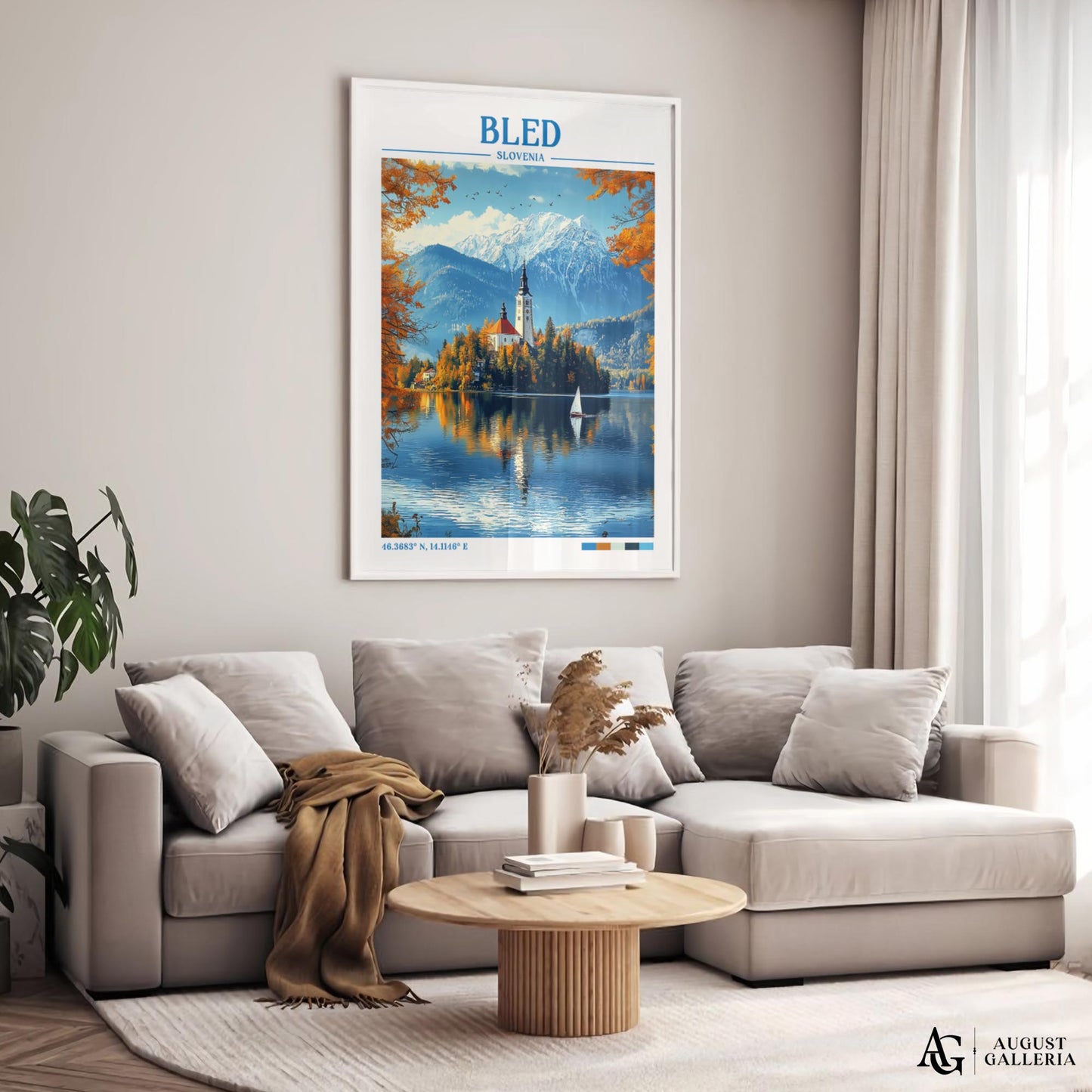 Bled Slovenia Retro Travel Print