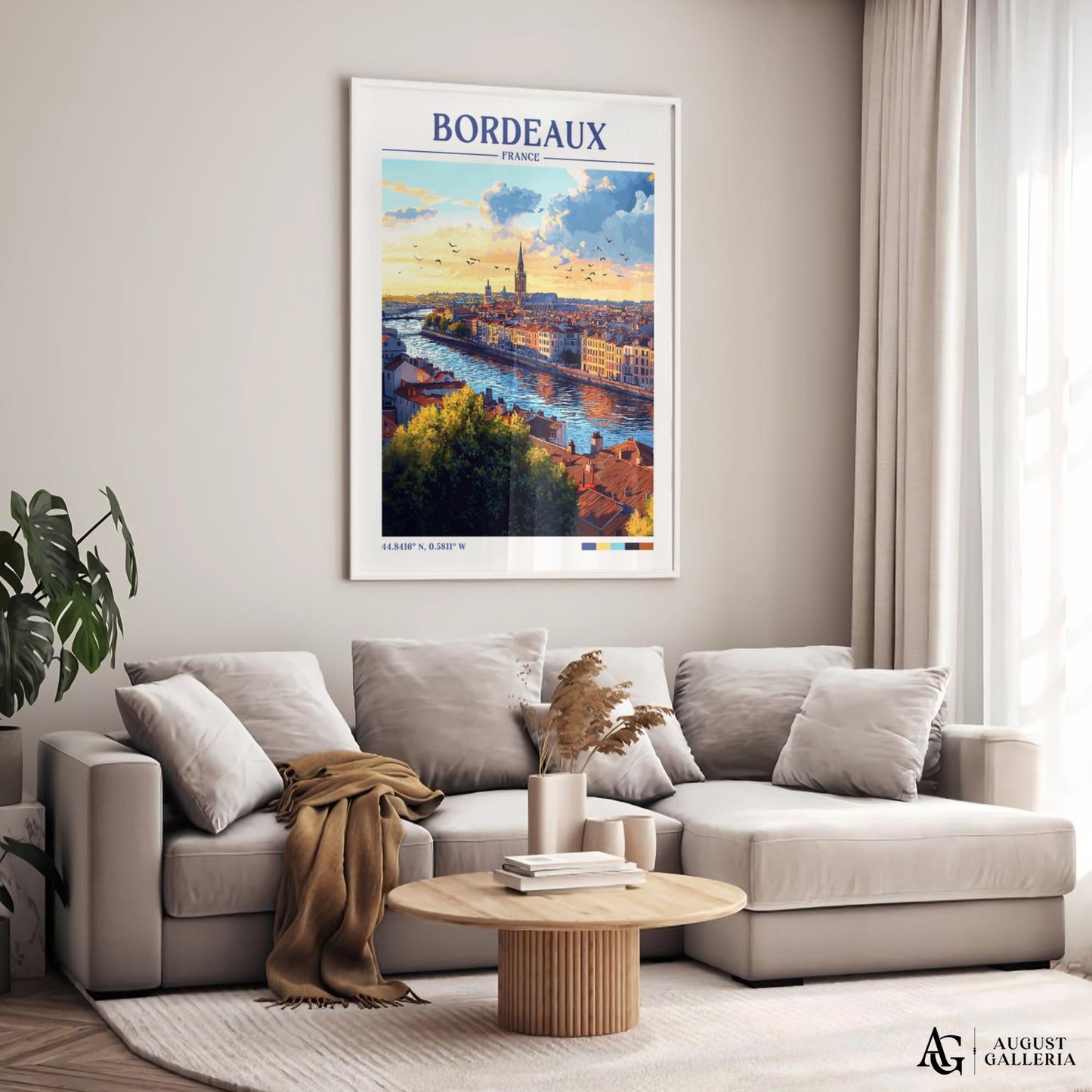 Bordeaux France Retro Travel Print
