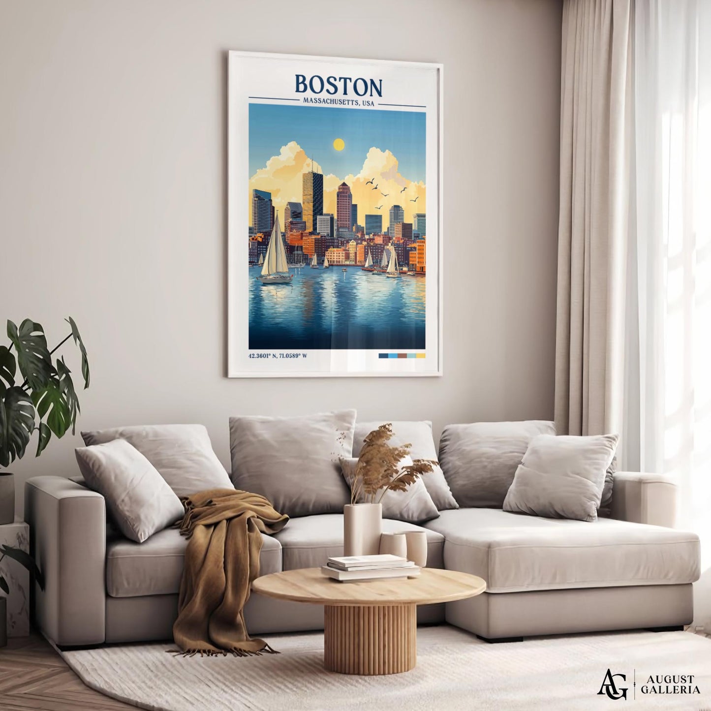 Boston Massachusetts Retro Travel Print