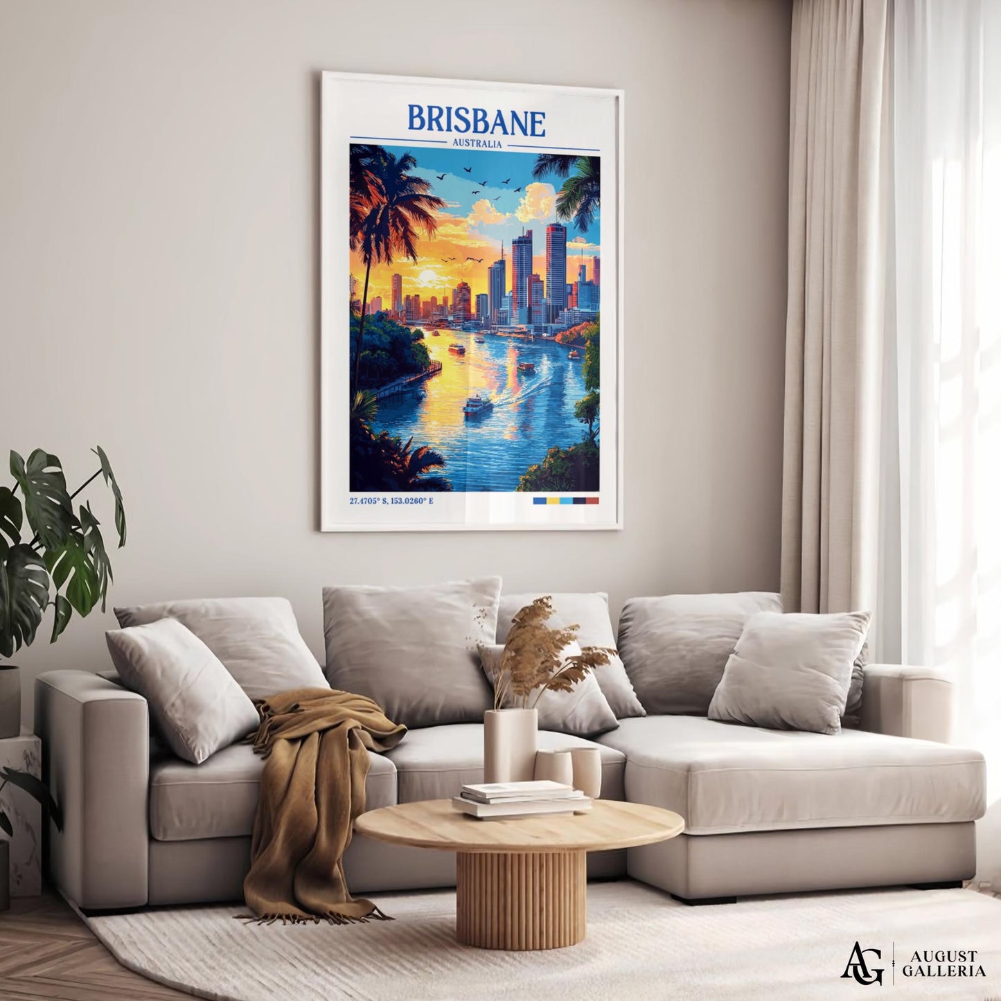 Brisbane Australia Retro Travel Print