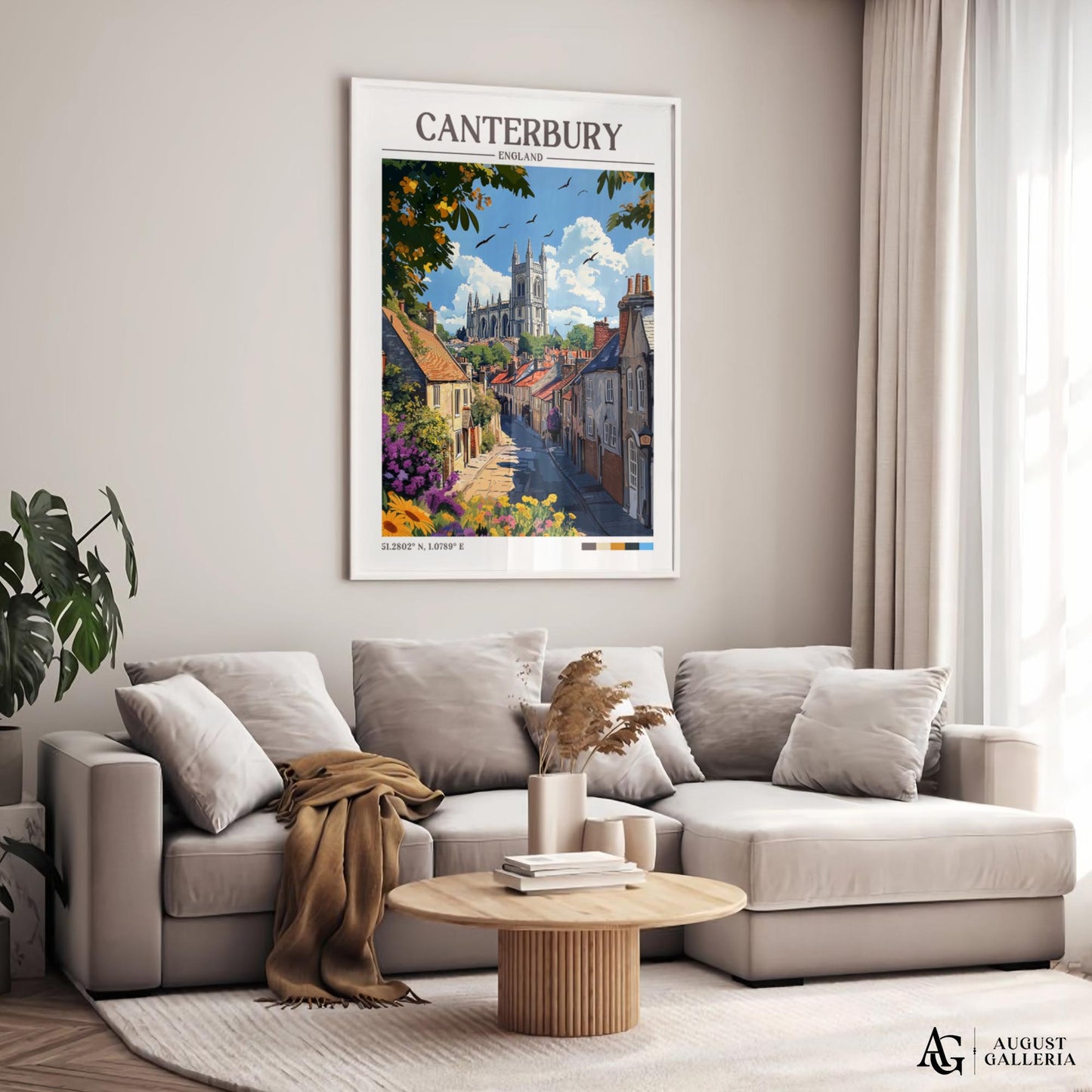 Canterbury England Retro Travel Print
