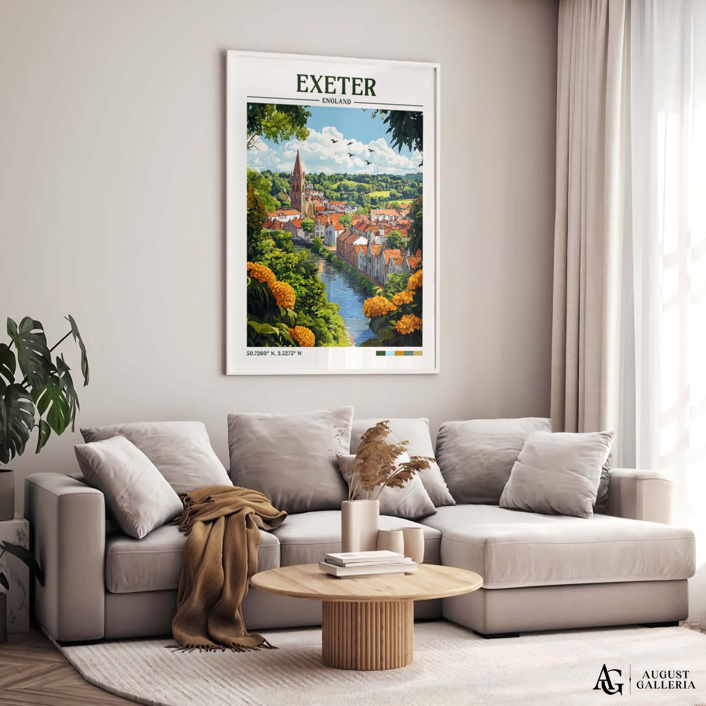 Exeter England Retro Travel Print