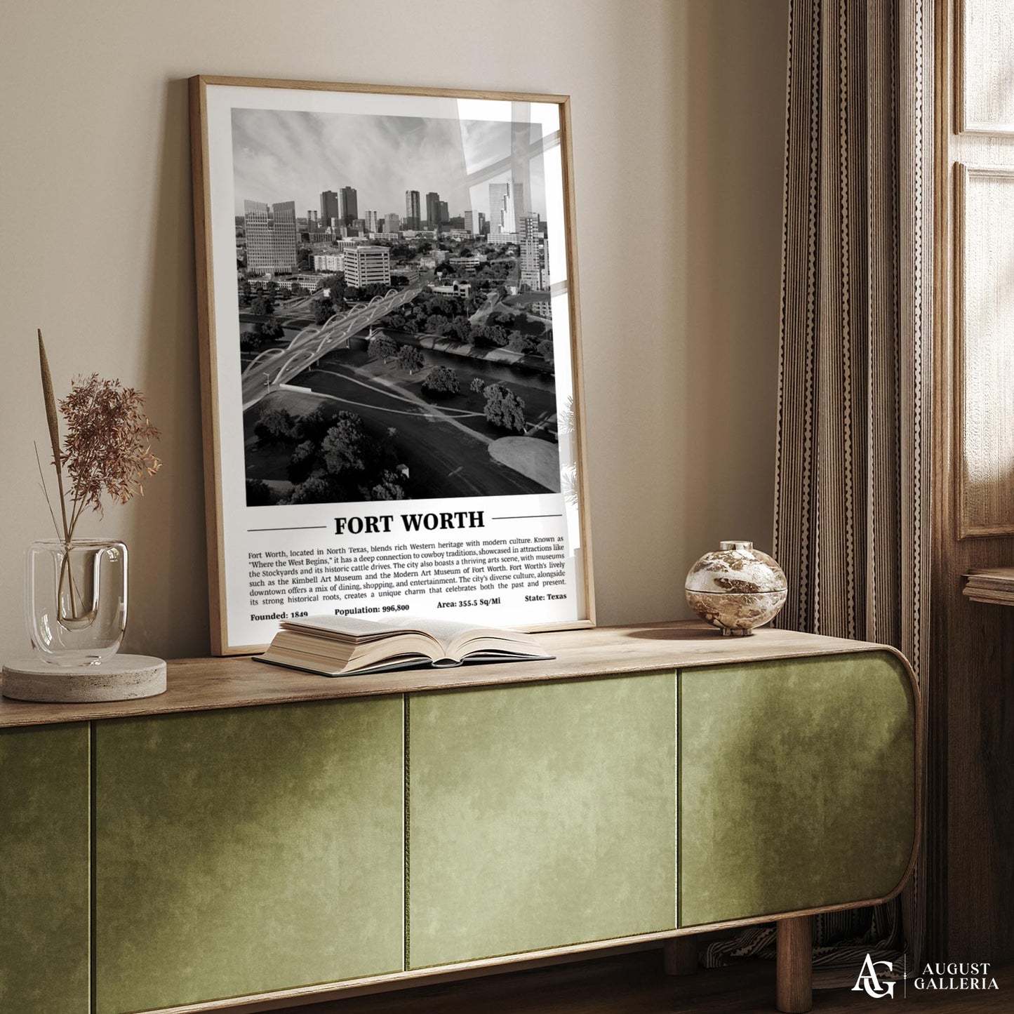 Fort Worth Black & White City Print
