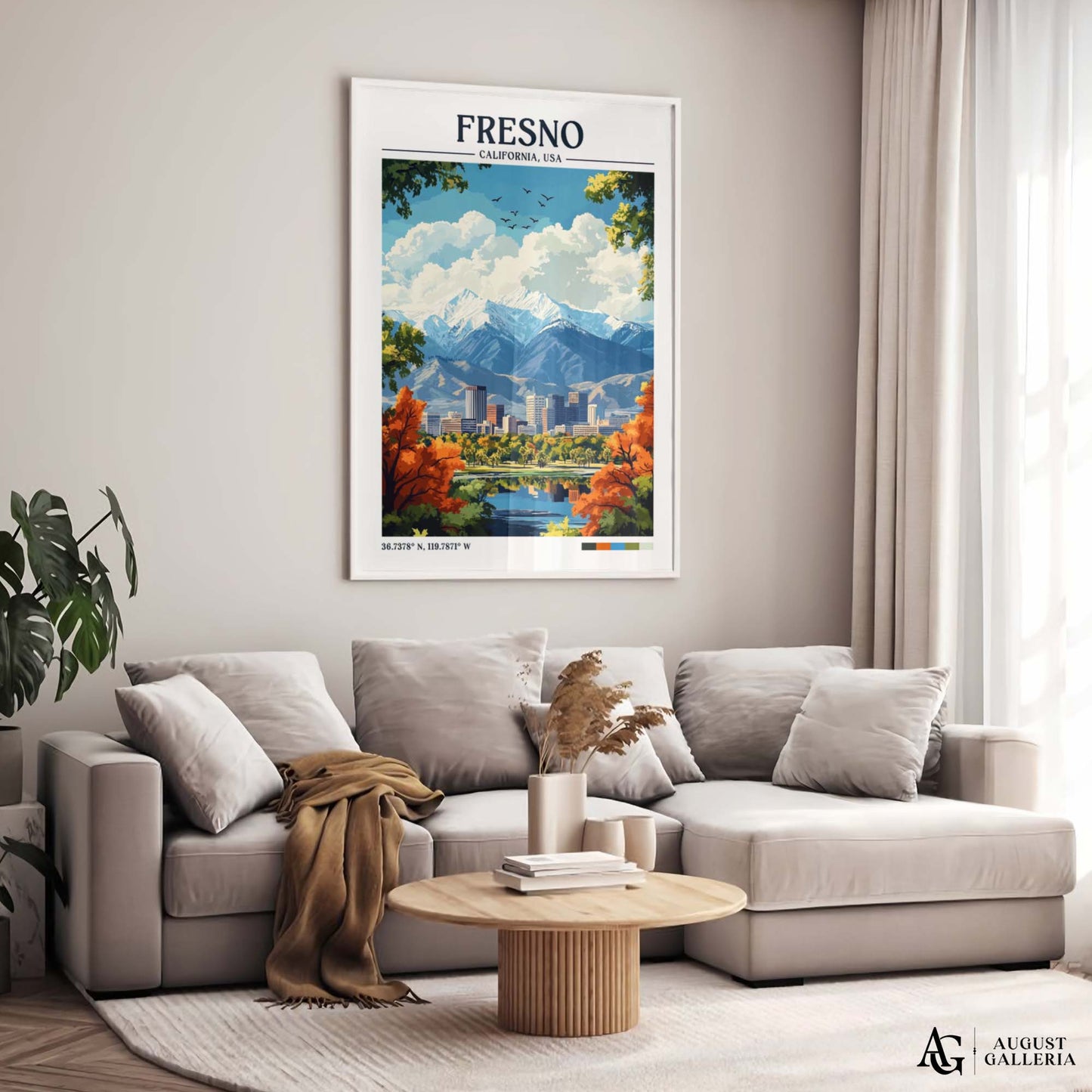 Fresno California Retro Travel Print