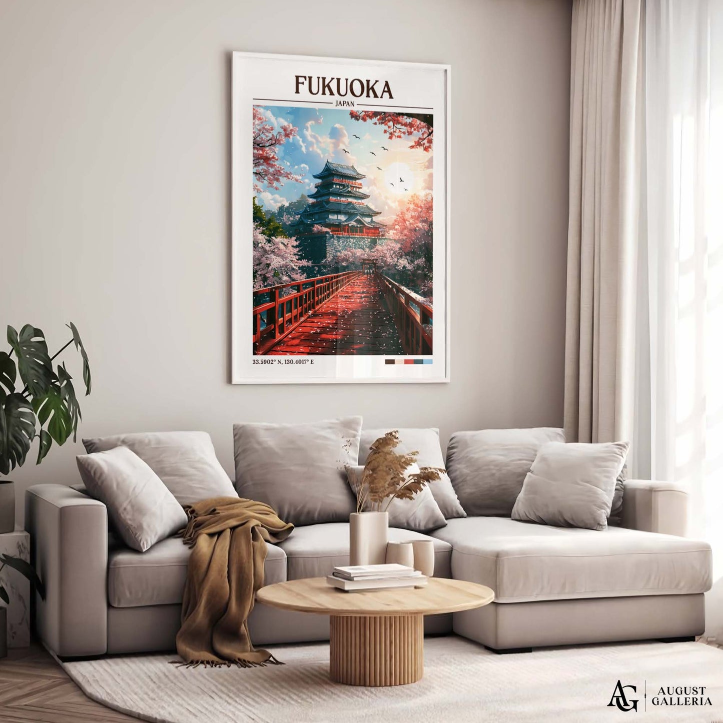 Fukuoka Japan Retro Travel Print